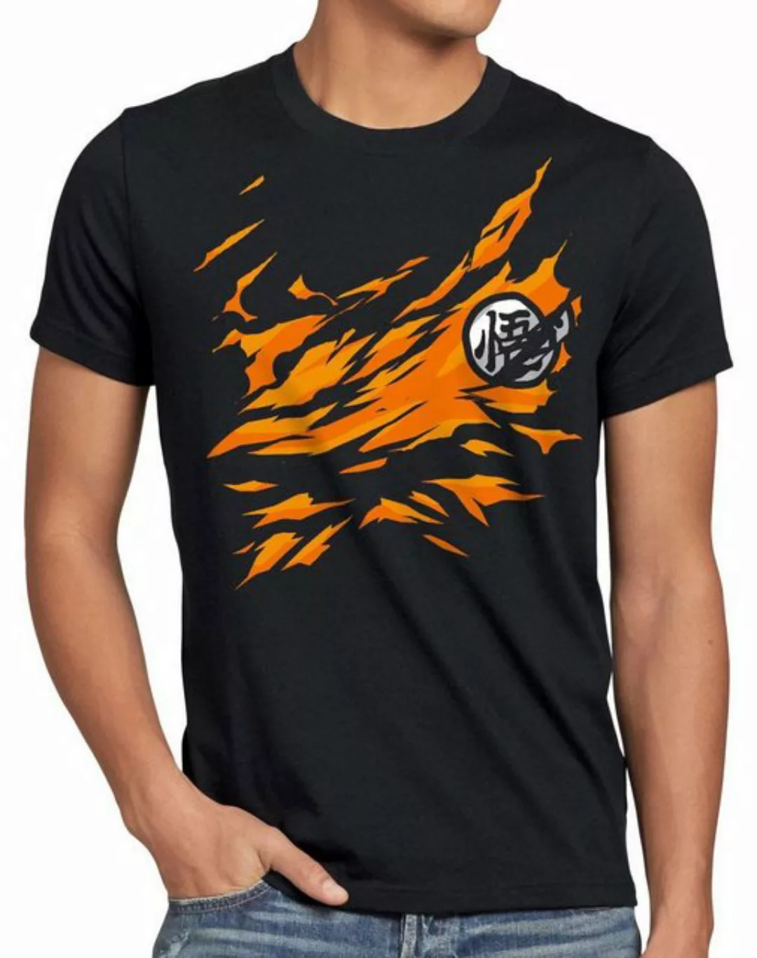 Print-Shirt Herren T-Shirt Goku Brust songoku dragon z ball super saiyan su günstig online kaufen