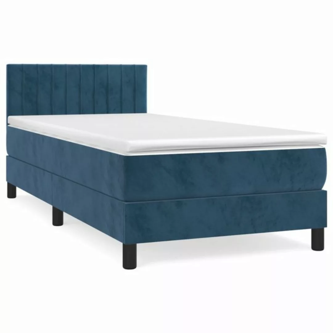 vidaXL Boxspringbett Boxspringbett mit Matratze Dunkelblau 90x190 cm Samt B günstig online kaufen