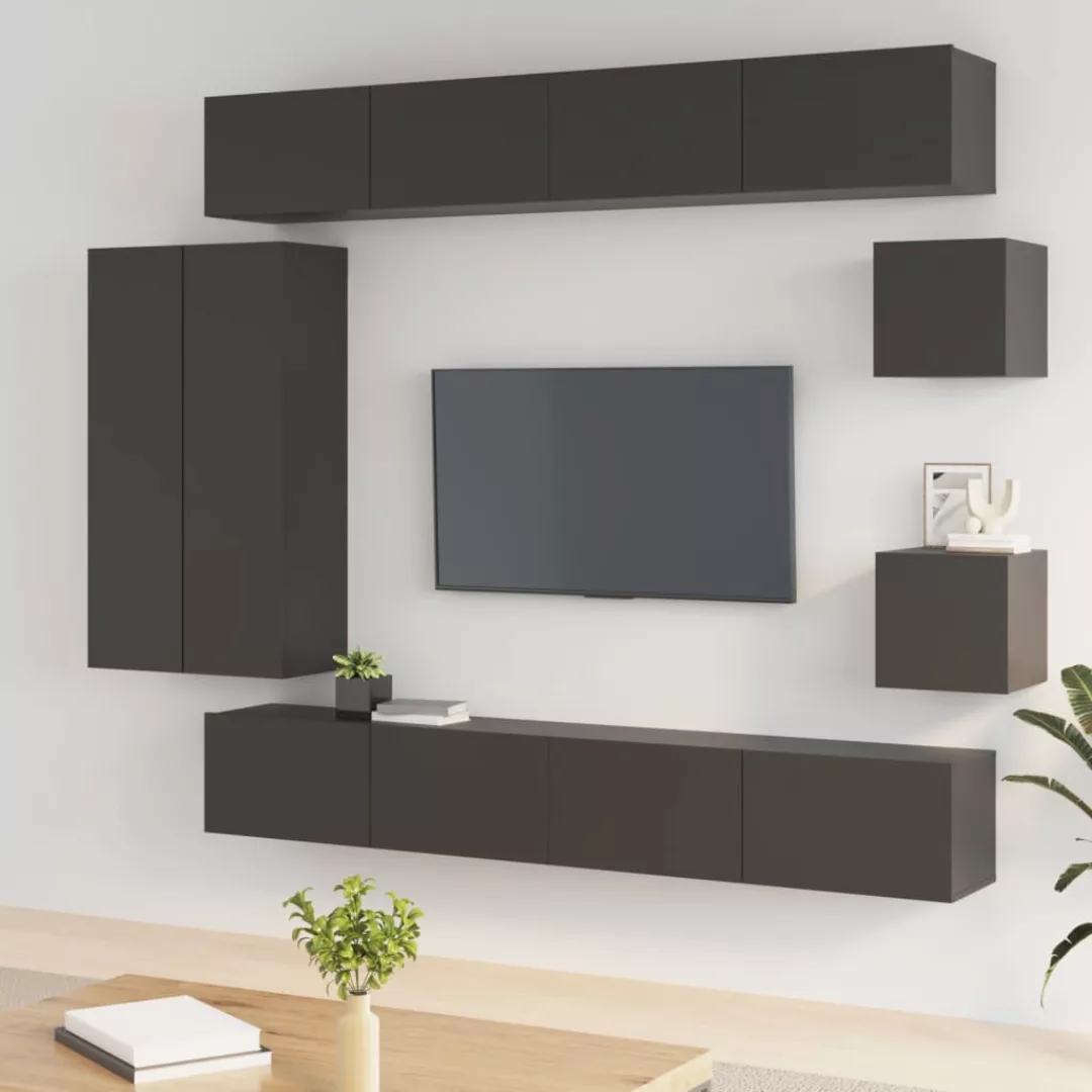 Vidaxl 8-tlg. Tv-schrank-set Schwarz Holzwerkstoff günstig online kaufen