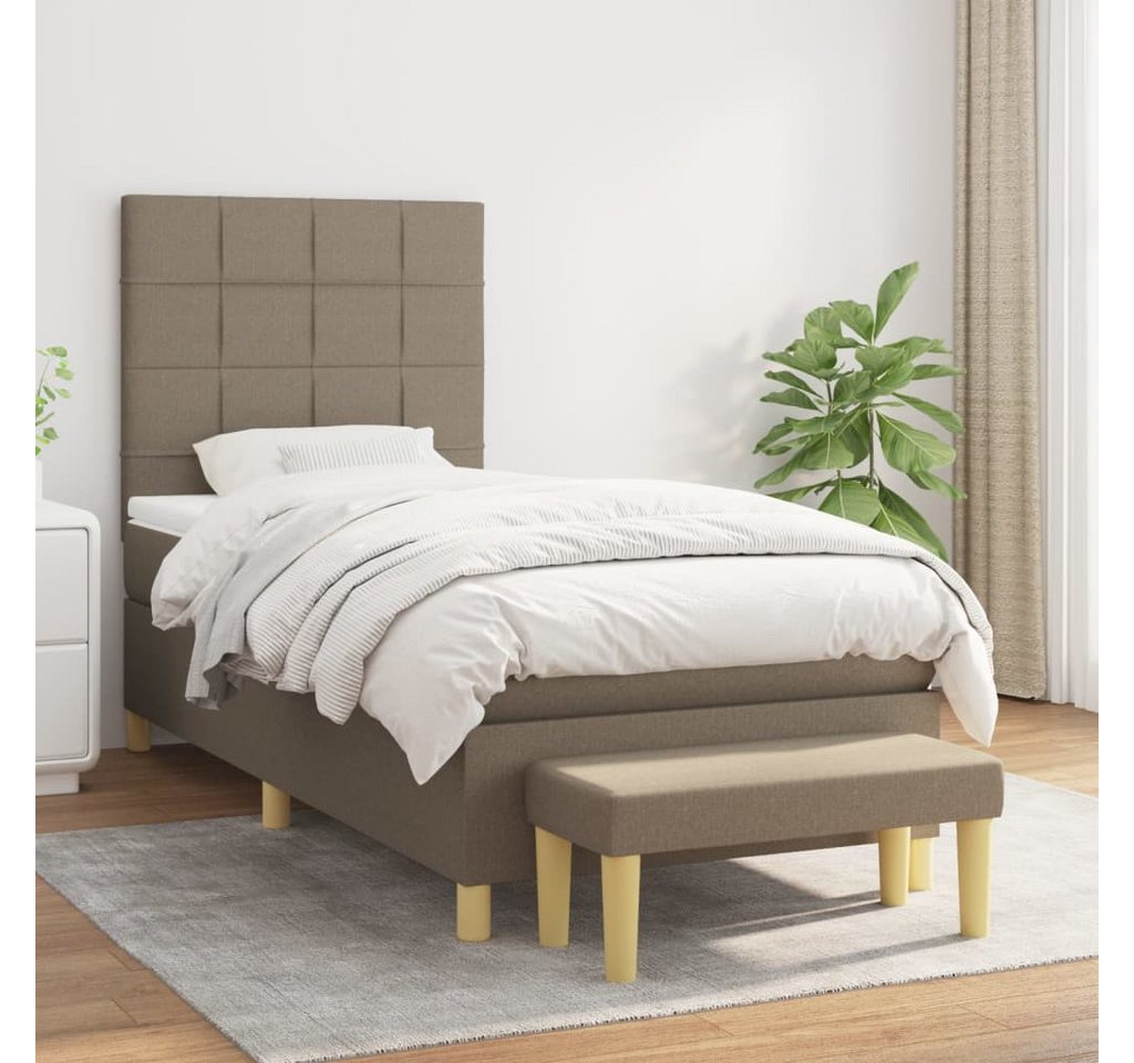 vidaXL Boxspringbett Boxspringbett mit Matratze Taupe 90x200 cm Stoff Bett günstig online kaufen