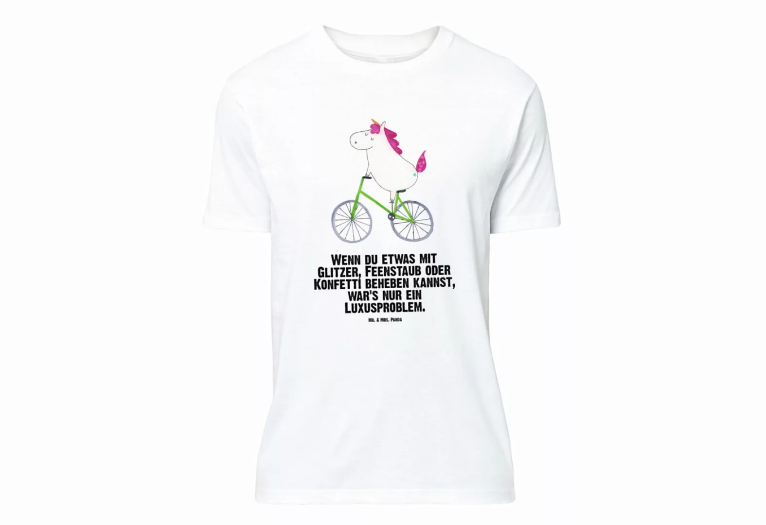 Mr. & Mrs. Panda T-Shirt Einhorn Radfahrer - Weiß - Geschenk, Pegasus, Sprü günstig online kaufen