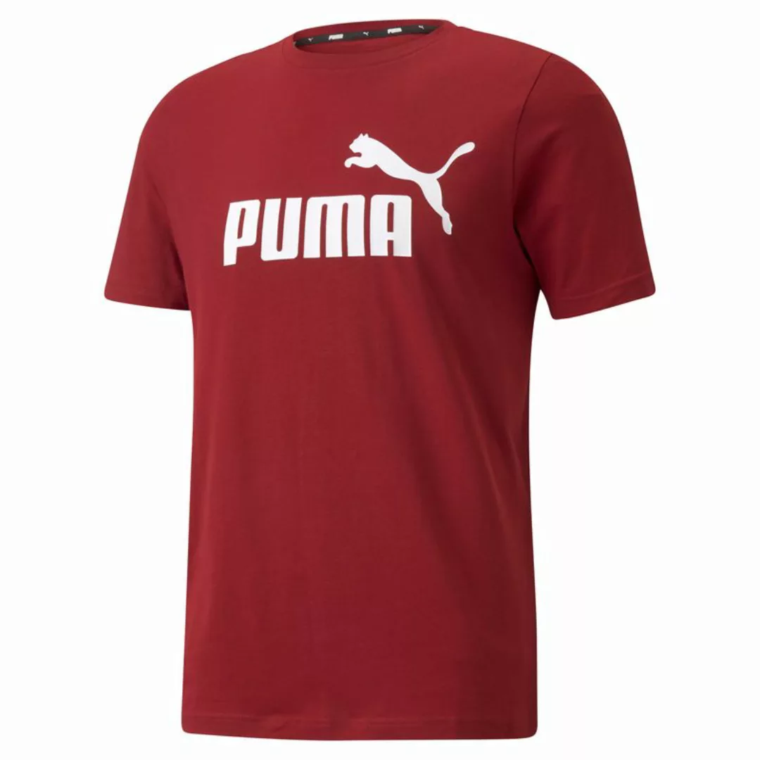 PUMA Herren T-Shirt - ESS Logo Tee, Rundhals, Baumwolle, uni Rot 2XL günstig online kaufen