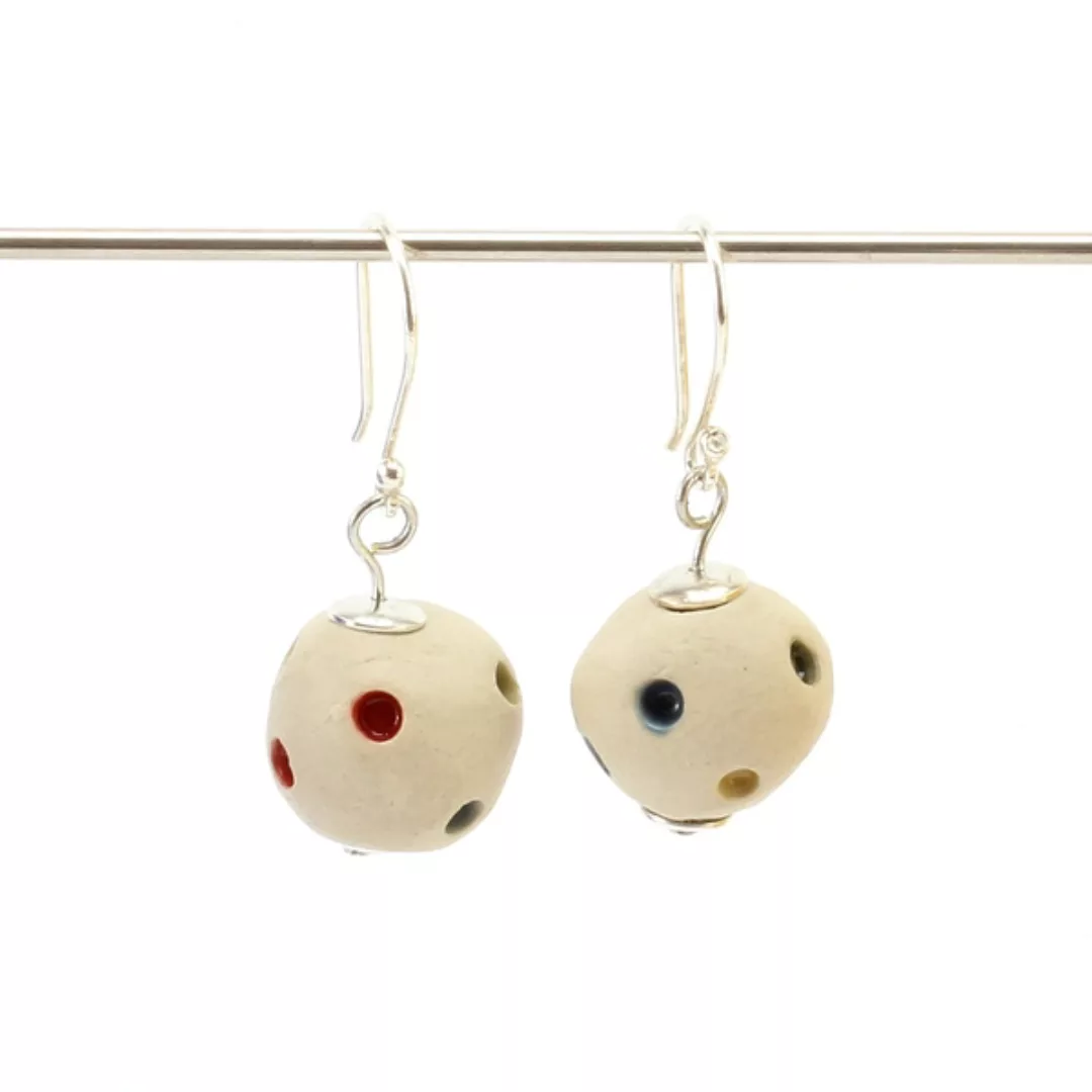Ohrringe „Klunker“, Handgefertigte Keramik-perlen, Ohrhaken Silber günstig online kaufen