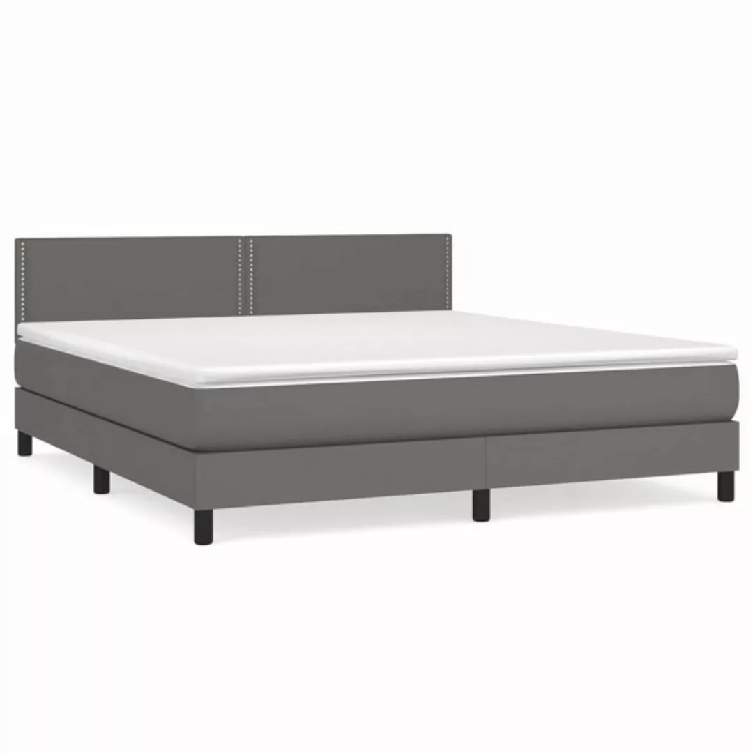 vidaXL Boxspringbett mit Matratze Grau 180x200 cm Kunstleder1378341 günstig online kaufen