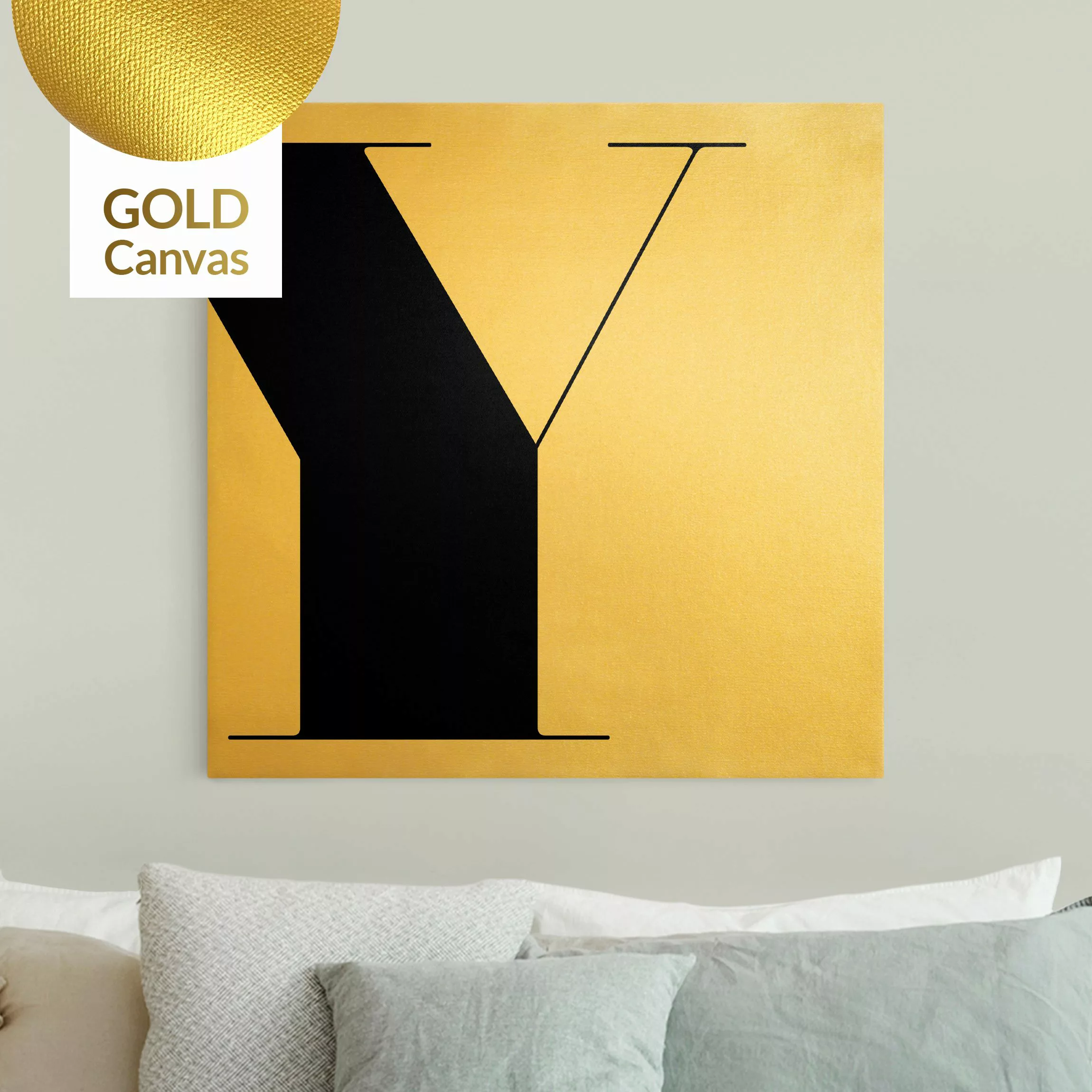 Leinwandbild Gold Antiqua Letter Y günstig online kaufen