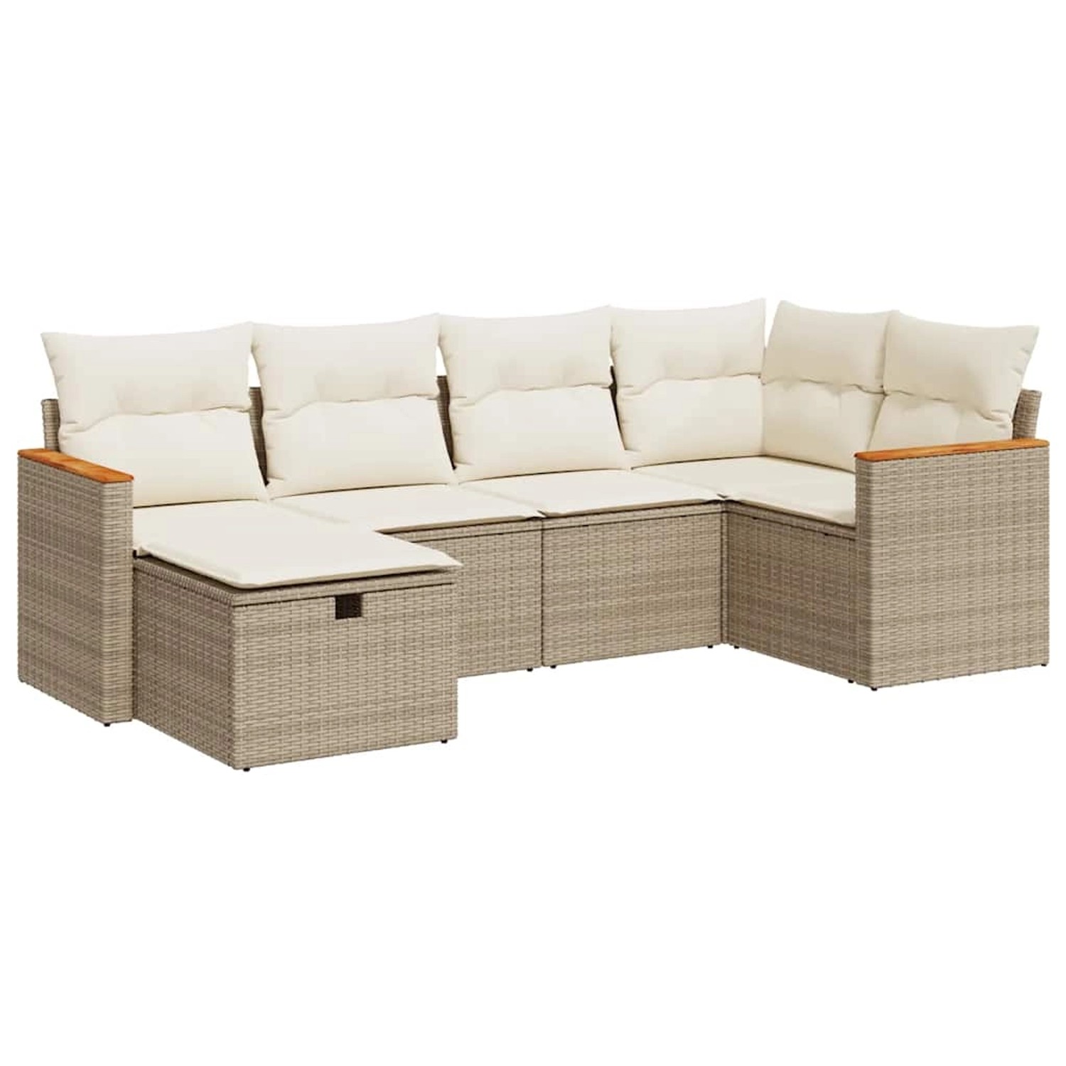 vidaXL 6-Tlg Garten-Sofagarnitur mit Kissen Beige Poly Rattan 3325915 günstig online kaufen