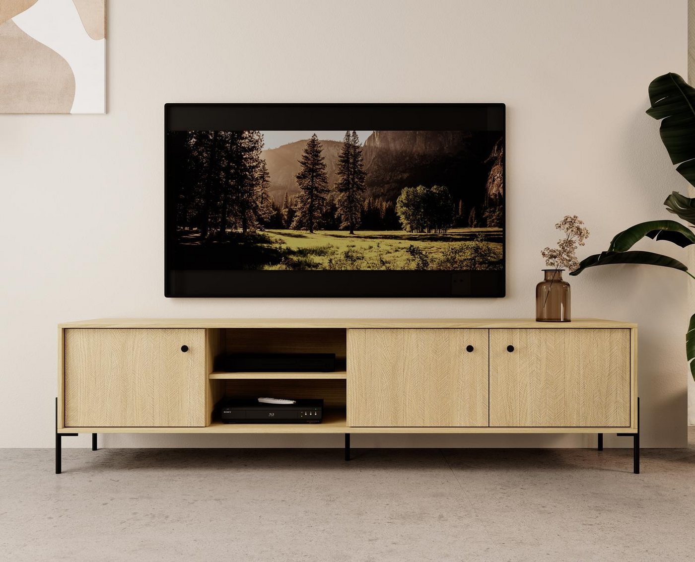 Compleo TV-Schrank TV-Tisch mit 3 Türen, skandinavisches Wohnzimmer NONO (N günstig online kaufen