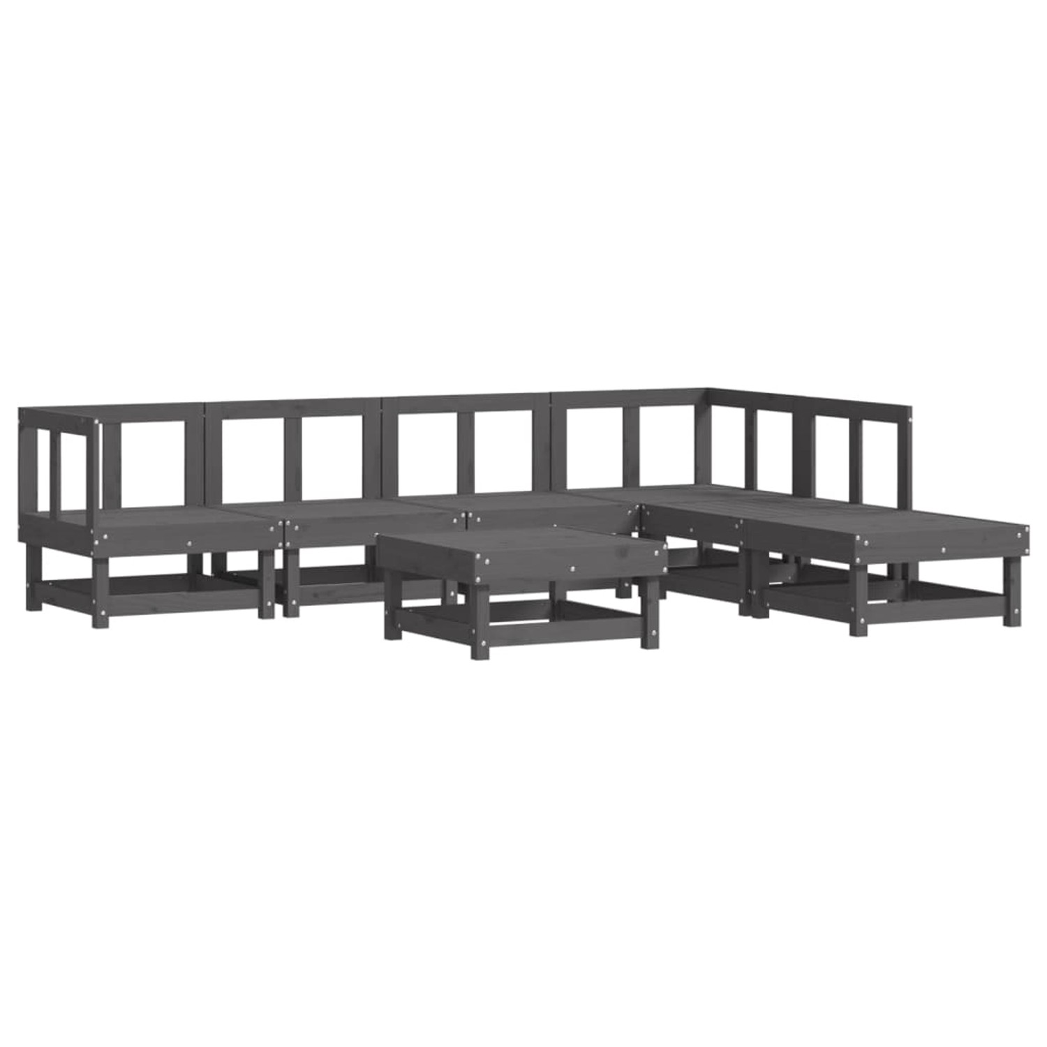 vidaXL 7-tlg Garten-Lounge-Set Grau Massivholz Kiefer Modell 30 günstig online kaufen