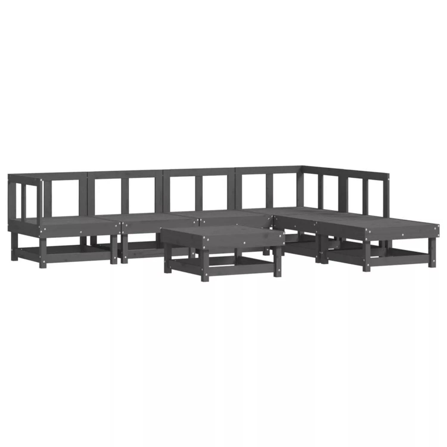 vidaXL 7-tlg Garten-Lounge-Set Grau Massivholz Kiefer Modell 30 günstig online kaufen