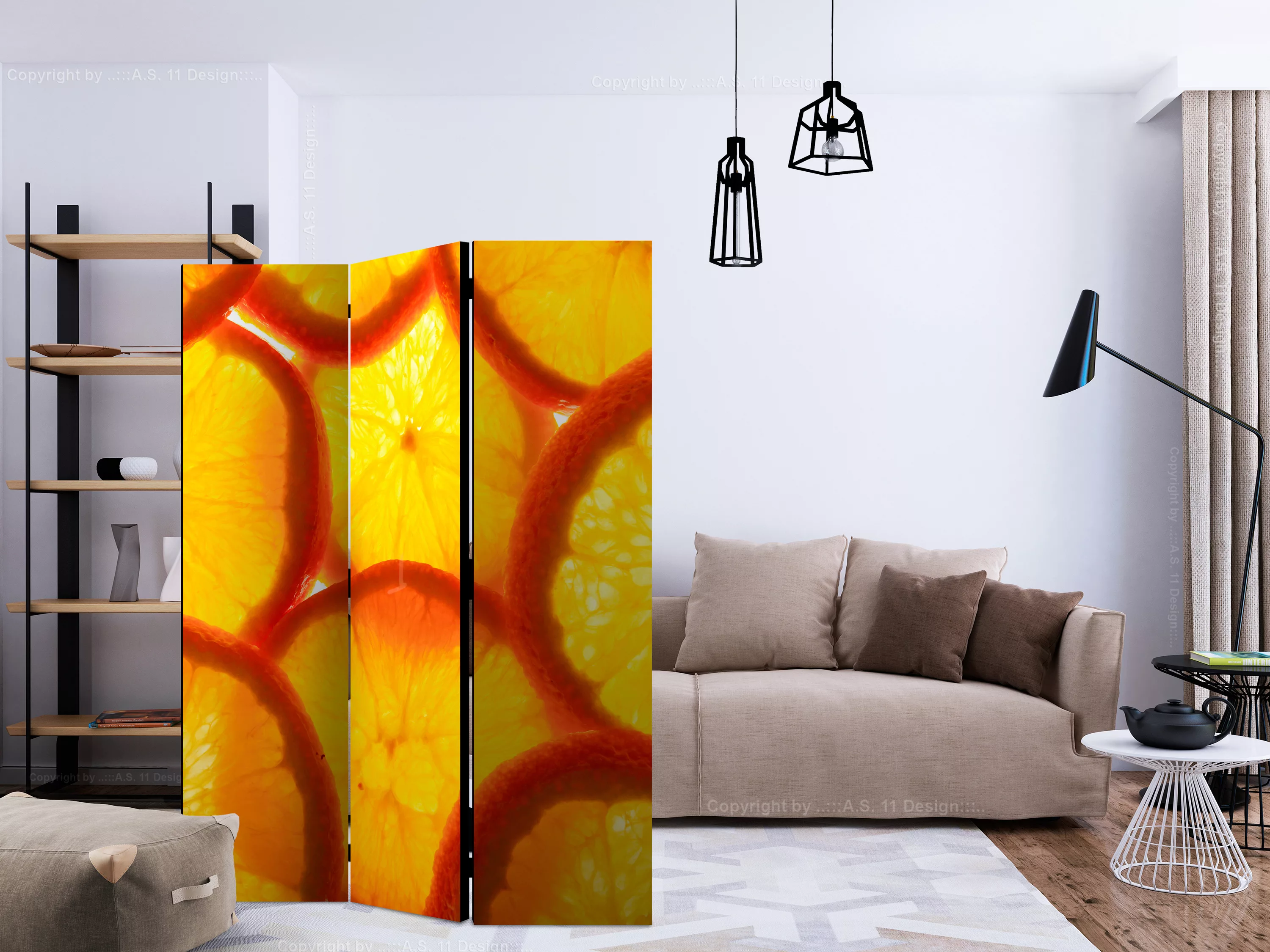 3-teiliges Paravent - Orange Slices [room Dividers] günstig online kaufen