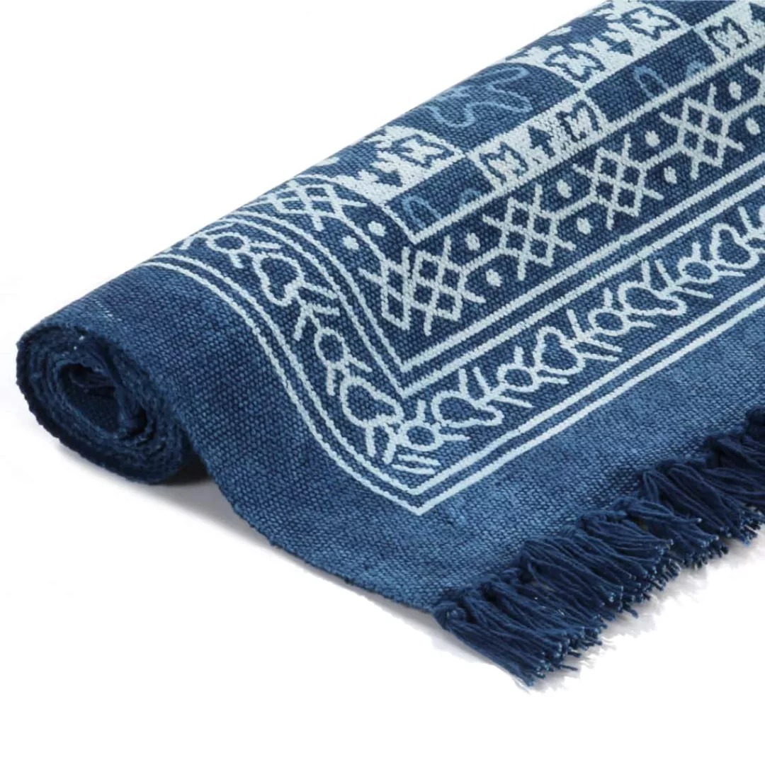Kelim-teppich Baumwolle 160x230 Cm Mit Muster Blau günstig online kaufen