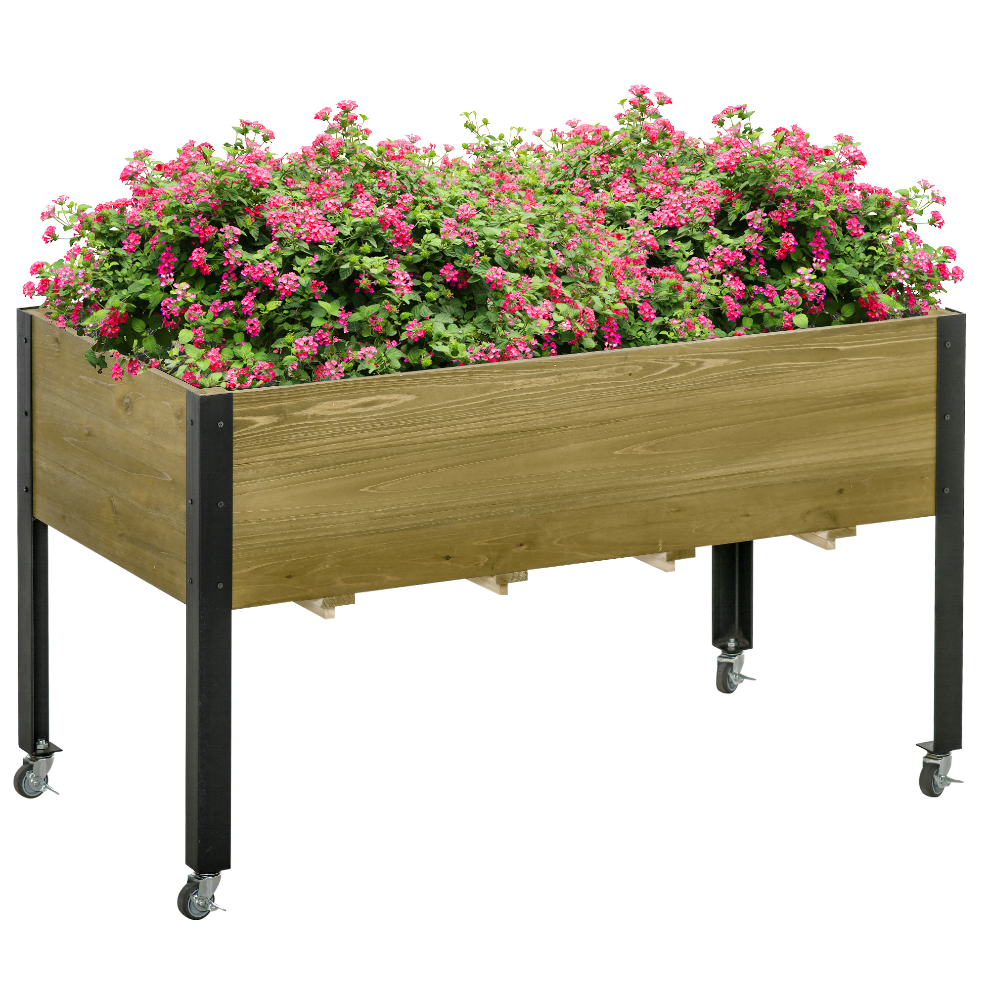 Outsunny Hochbeet mit Rädern mobiler Pflanztisch Blumenkasten 120x60x72cm a günstig online kaufen