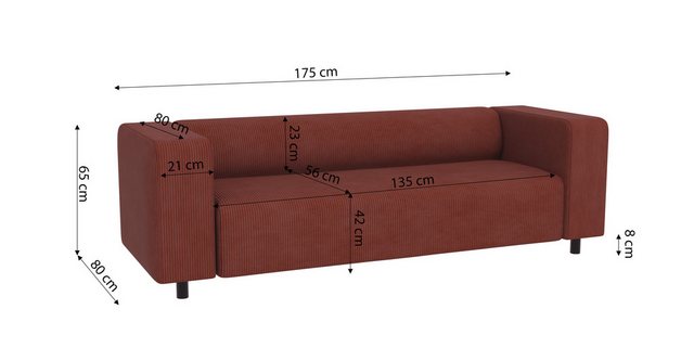 S-Style Möbel Polstergarnitur 3+2 Gustav aus Cord-Stoff mit bequemem Sitz, günstig online kaufen