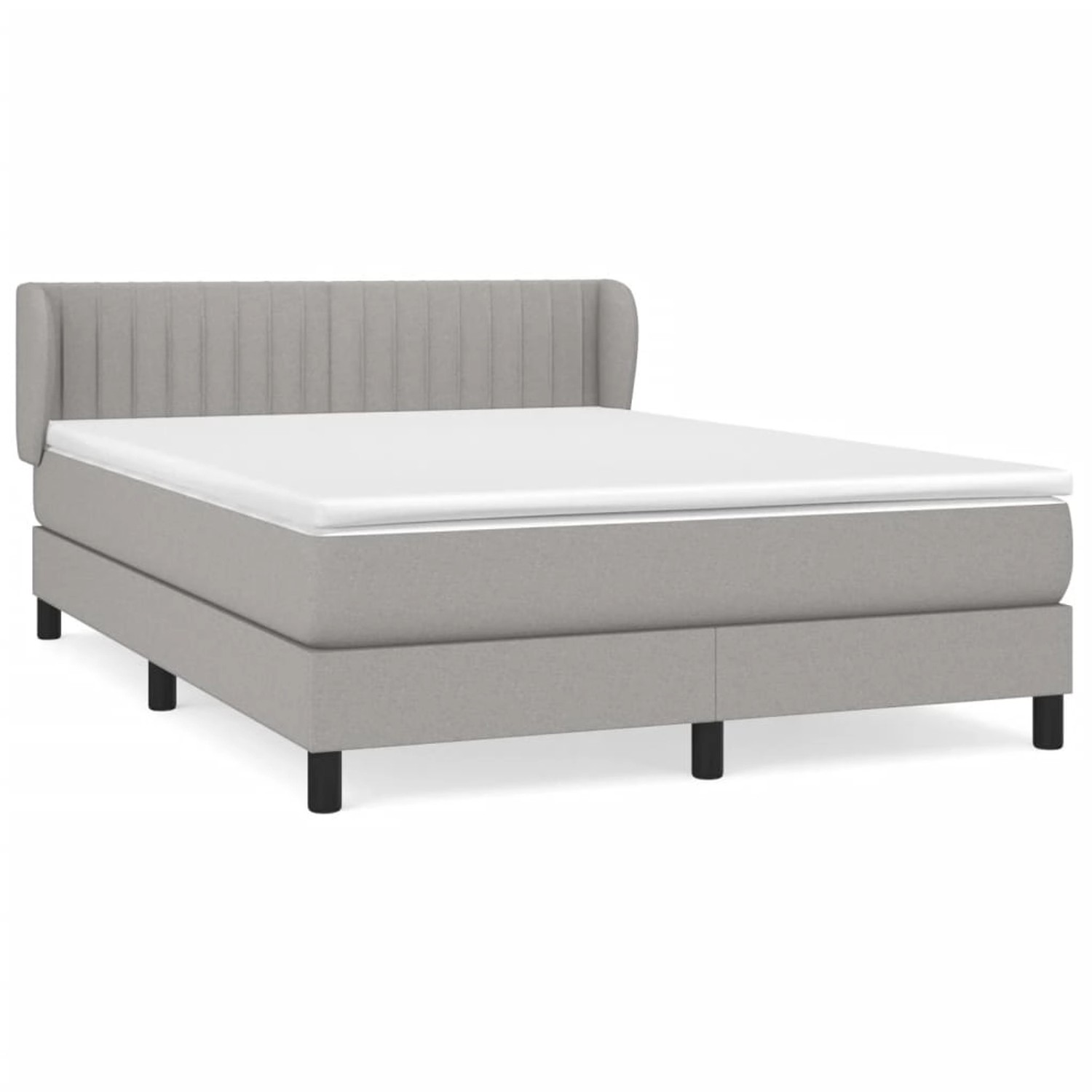 vidaXL Boxspringbett Boxspringbett mit Matratze Hellgrau 140x200 cm Stoff B günstig online kaufen