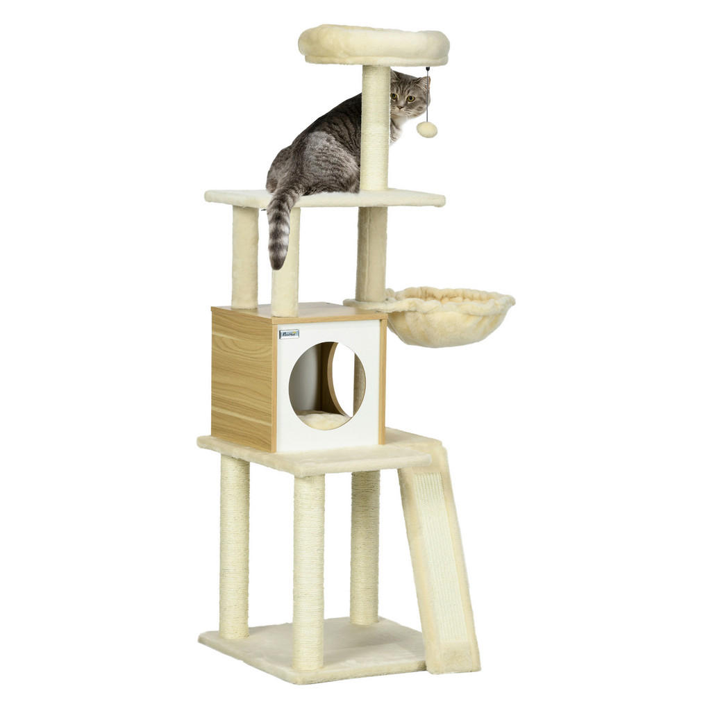 PawHut Kratzbaum beige Polypropylen B/H/L: ca. 48,5x48,5x141,5 cm günstig online kaufen