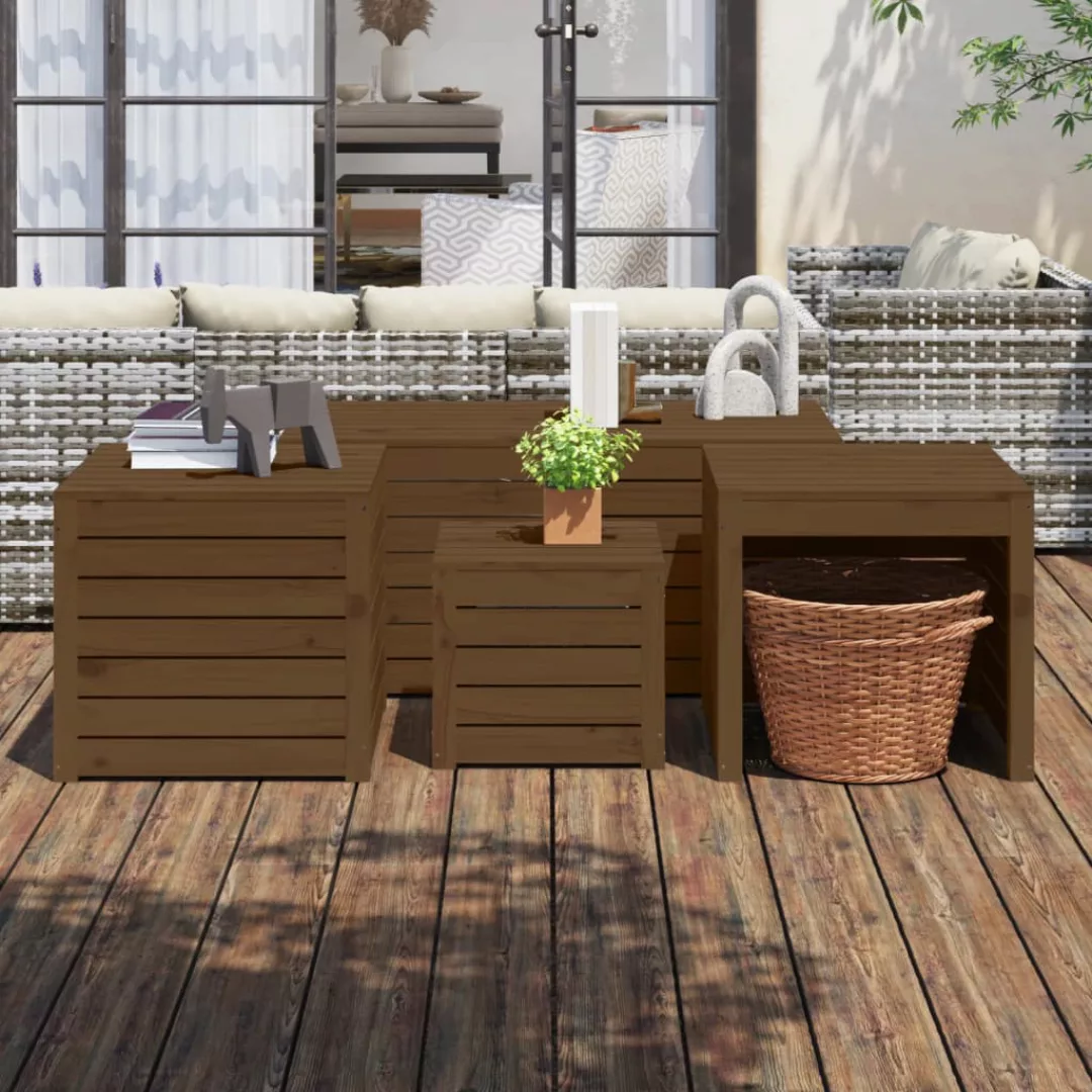 Vidaxl 4-tlg. Gartenbox-set Honigbraun Massivholz Kiefer günstig online kaufen