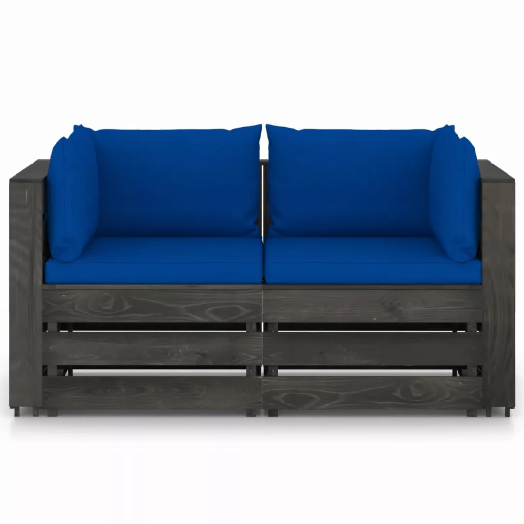 2-sitzer-gartensofa Mit Kissen Grau Imprägniertes Holz günstig online kaufen