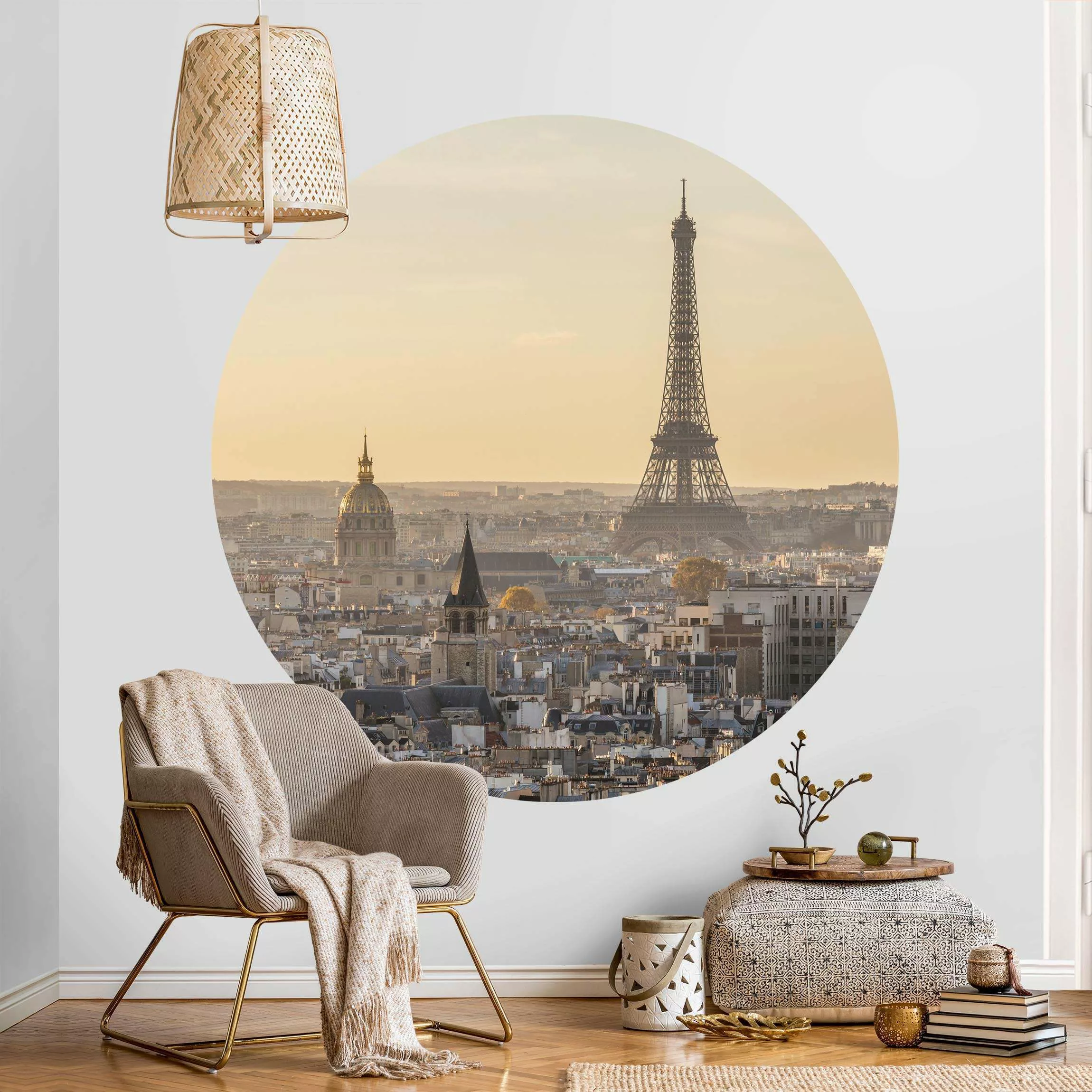 Runde Tapete selbstklebend Paris im Morgengrauen günstig online kaufen