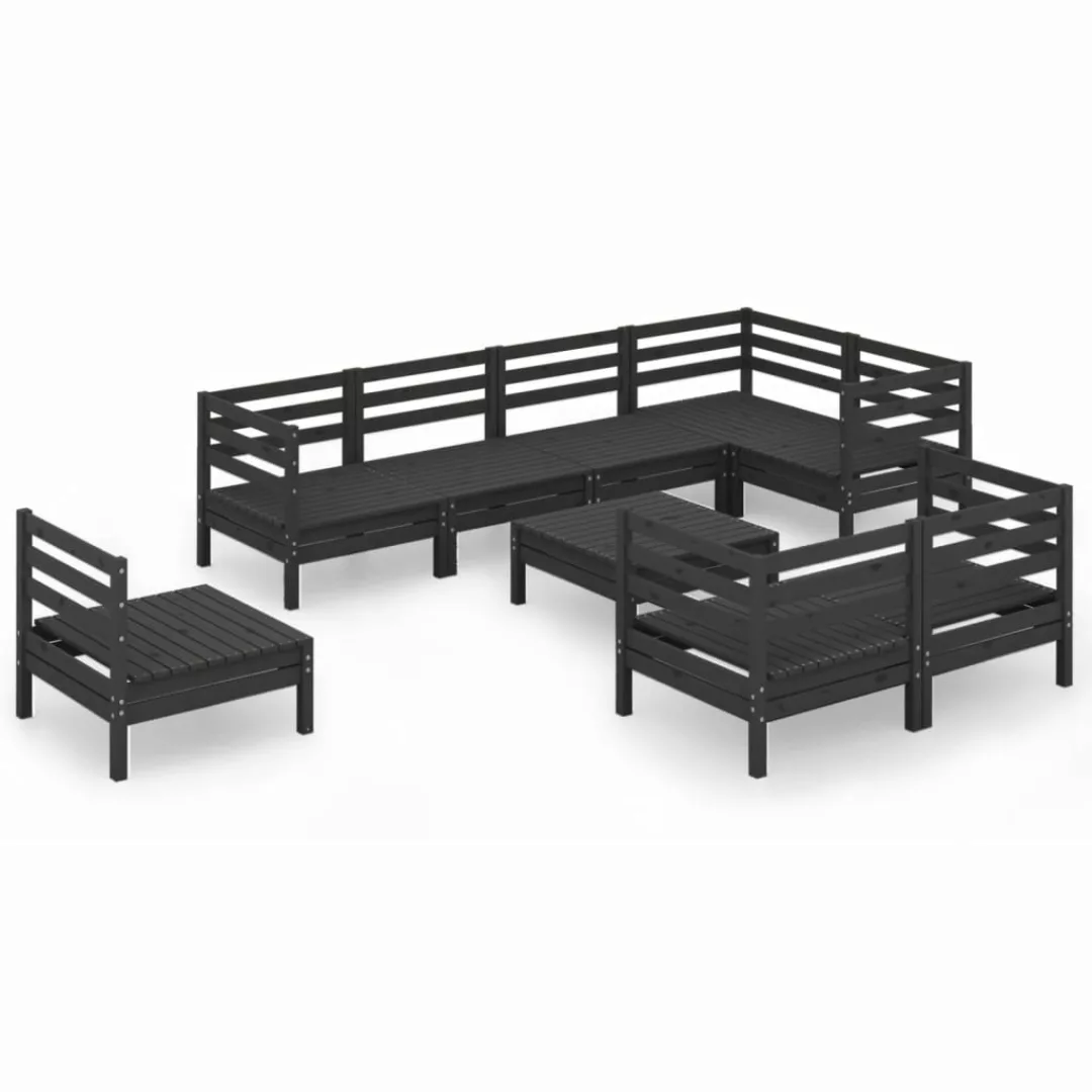 9-tlg. Garten-lounge-set Massivholz Kiefer Schwarz günstig online kaufen