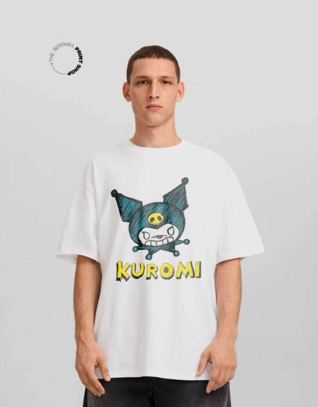 Bershka T-Shirt Kuromi Im Boxy-Fit Mit Print Damen Xs Weiss günstig online kaufen