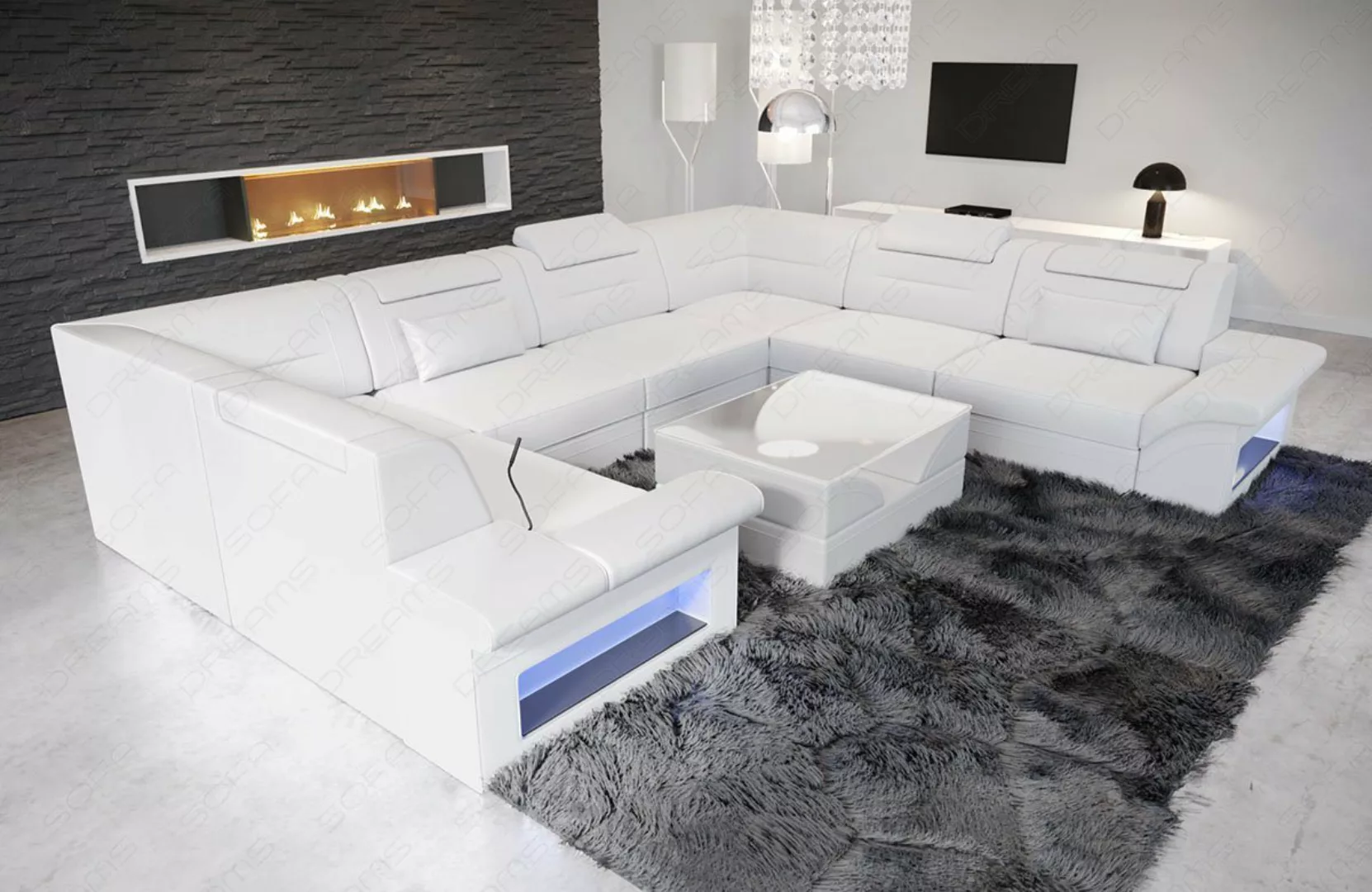 Sofa Dreams Wohnlandschaft Ledersofa Brianza U Form Leder Sofa, Couch, mit günstig online kaufen