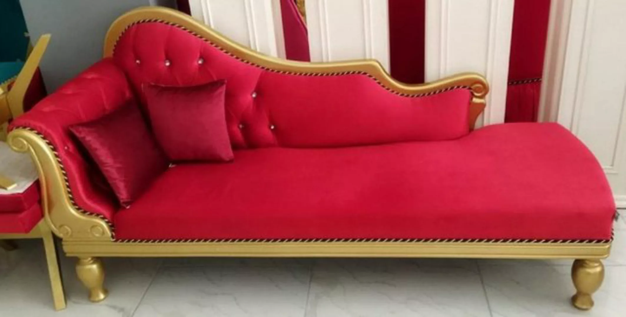 Casa Padrino Chaiselongue Casa Padrino Luxus Barock Chaiselongue Rot / Gold günstig online kaufen