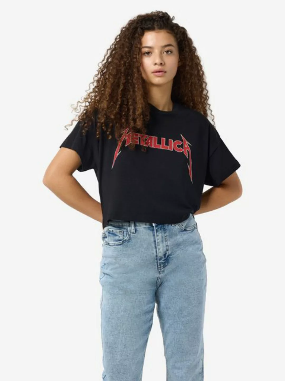 Noisy may T-Shirt Cropped Shirt Oversize T-Shirt mit Metallica Logo-Print N günstig online kaufen