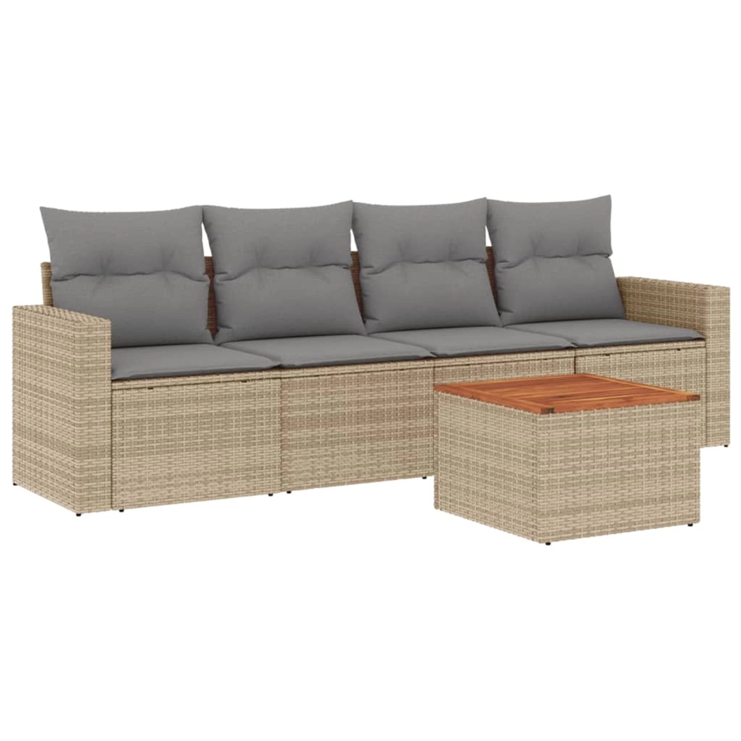 vidaXL 5-Tlg Garten-Sofagarnitur mit Kissen Beige Poly Rattan 3256332 günstig online kaufen