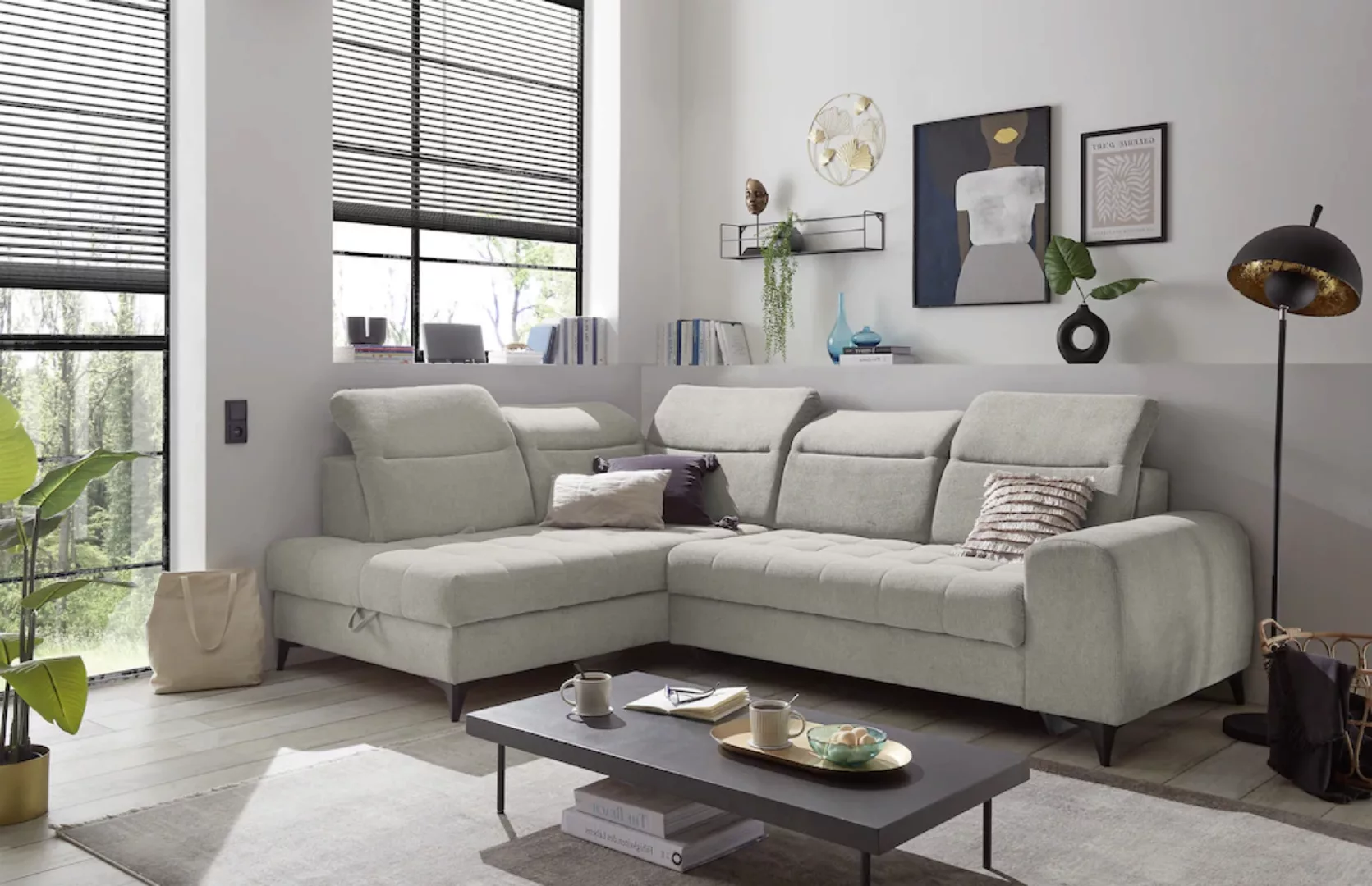 ED EXCITING DESIGN Ecksofa "Rockdale L-Form mit Bettfunktion, Bettkasten", günstig online kaufen