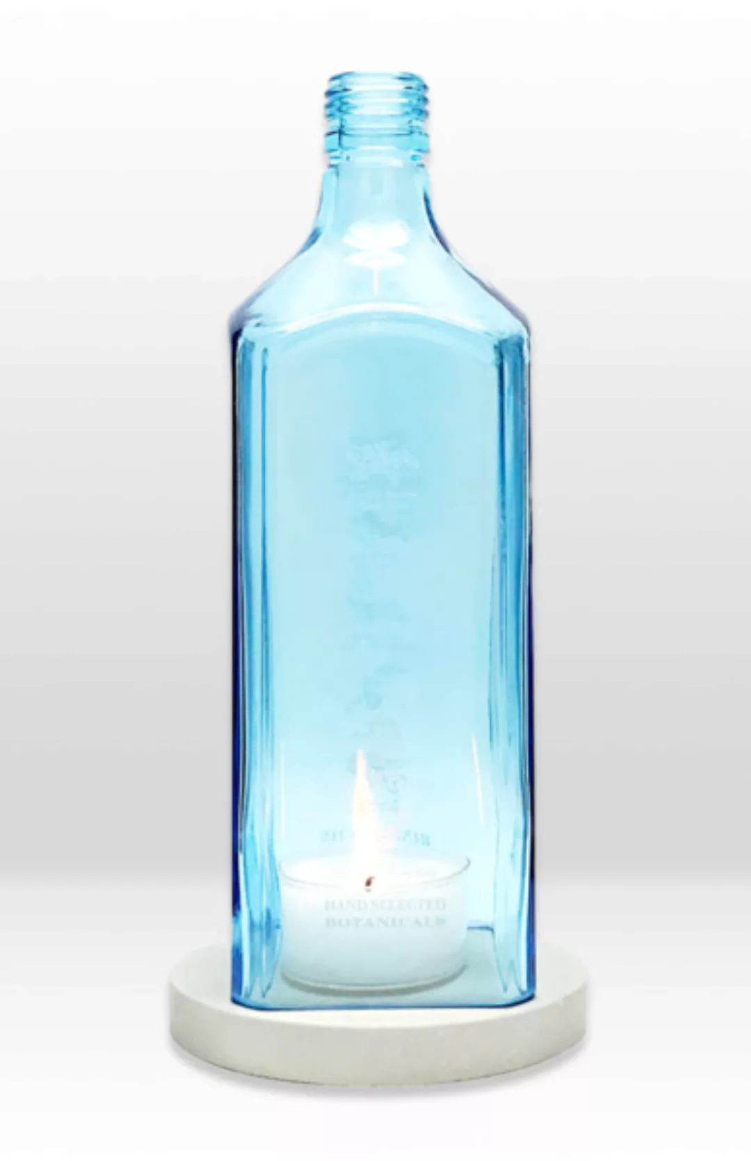 Flaschenwindlicht® Aus Der 1l Gin Flasche Mit Beton Untersetzer günstig online kaufen