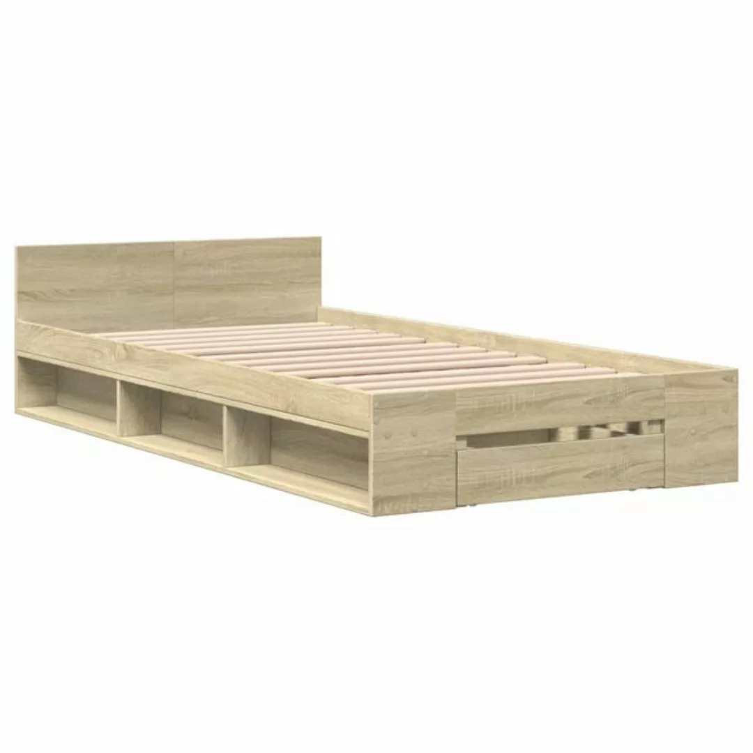 vidaXL Bett Bettgestell mit Schublade Sonoma-Eiche 75x190 cm Holzwerkstoff günstig online kaufen