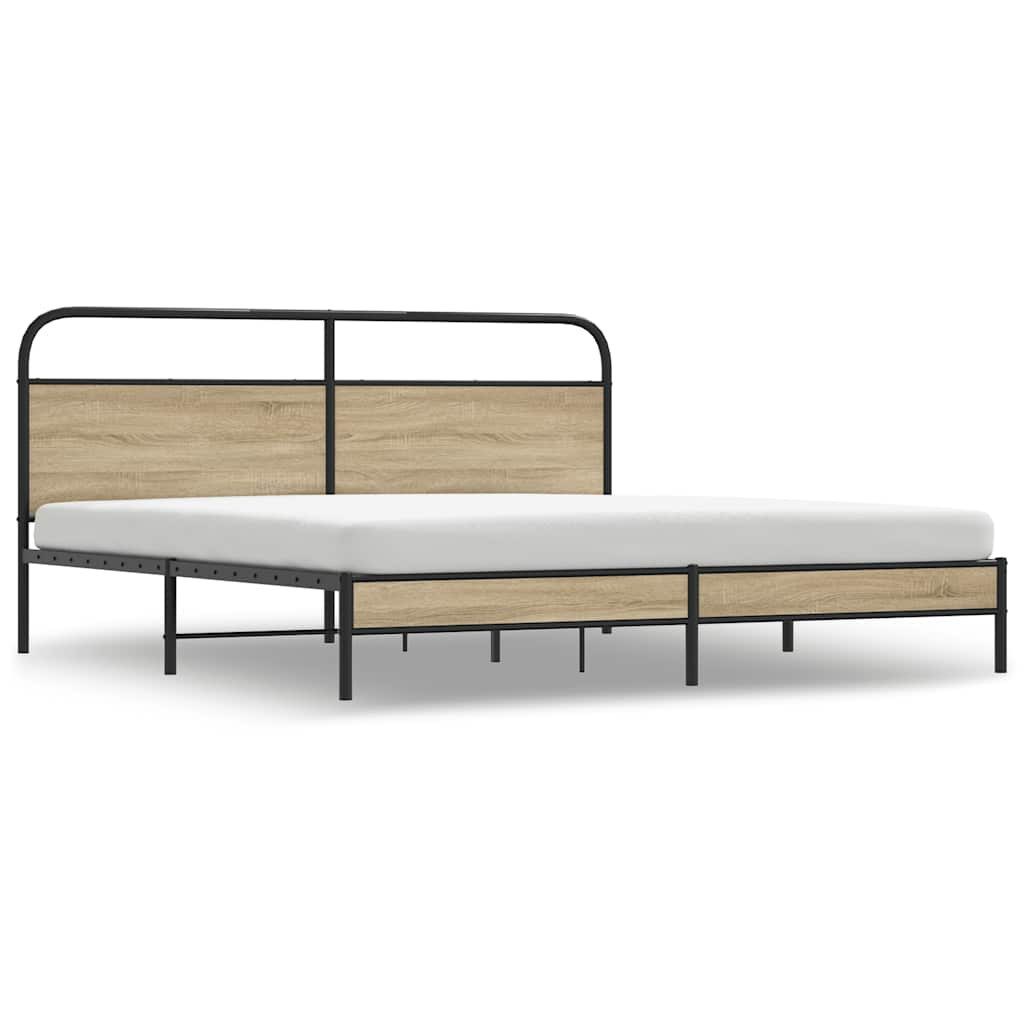 vidaXL Bett Metallbett ohne Matratze Räuchereiche günstig online kaufen