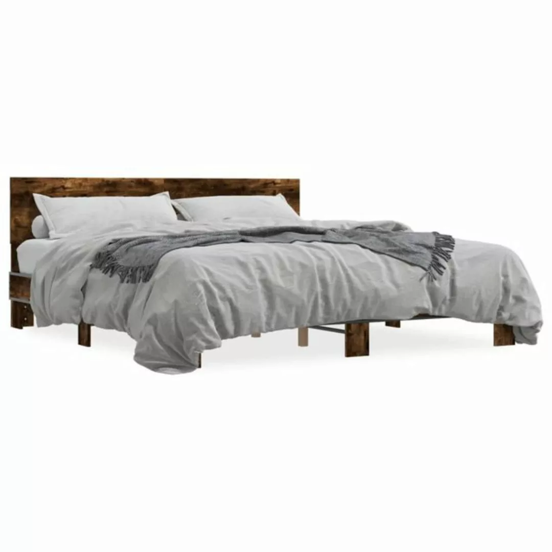 vidaXL Bett Bettgestell Sonoma-Eiche 200x200 cm Holzwerkstoff und Metall günstig online kaufen