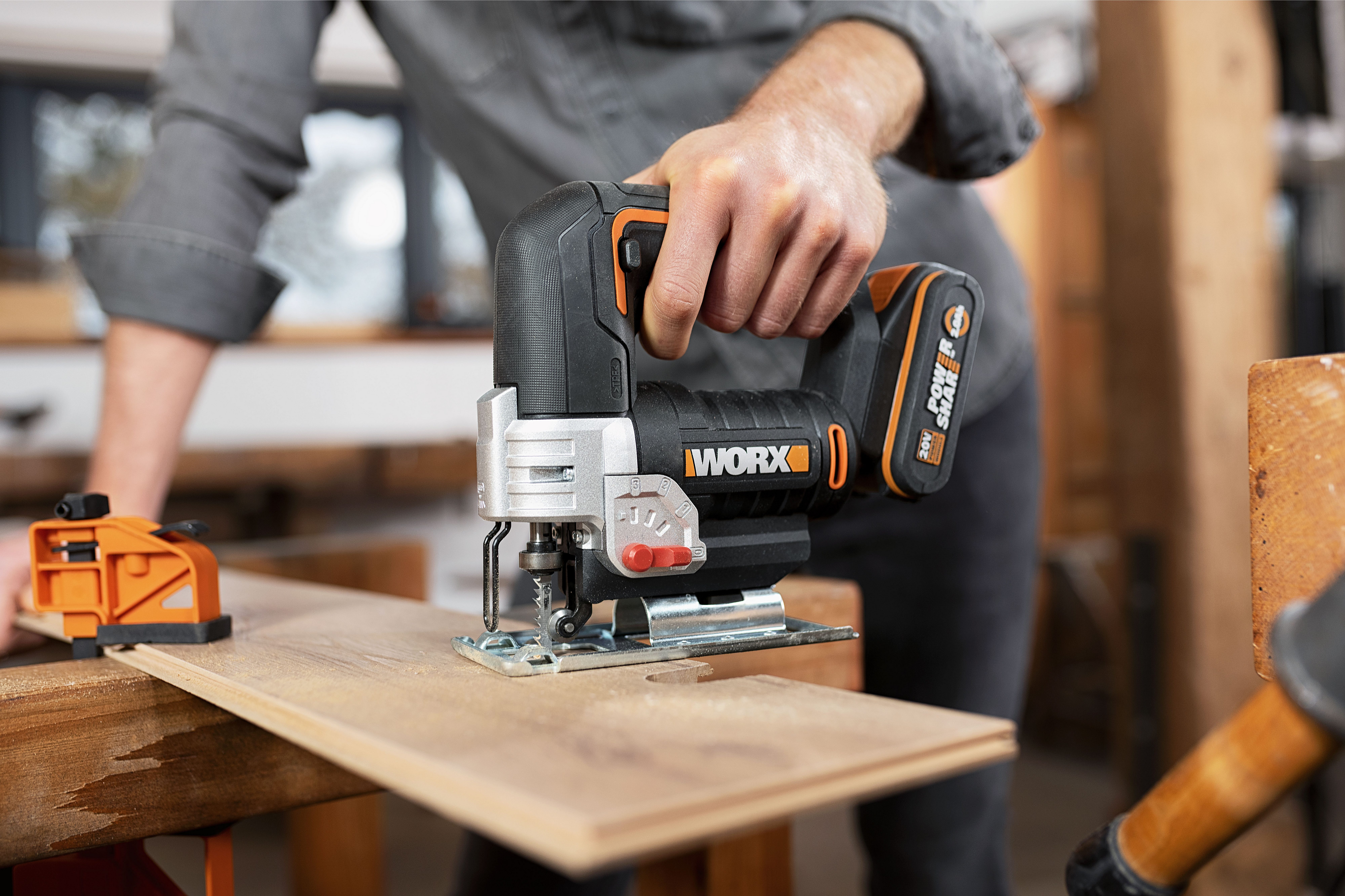 Worx Akku-Stichsäge WX543.9, mit Absaug-Adapter, 45° günstig online kaufen