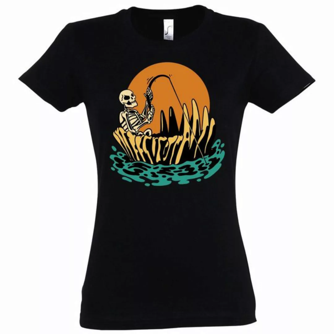 Youth Designz T-Shirt Halloween Damen Shirt Horror Skelett Fischer Fun-Look günstig online kaufen