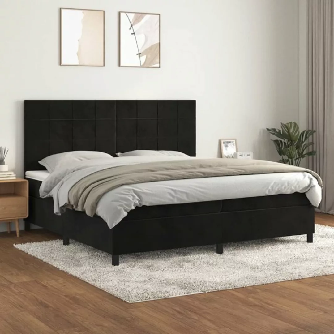 vidaXL Bettgestell Boxspringbett mit Matratze Schwarz 200x200 cm Samt Bett günstig online kaufen