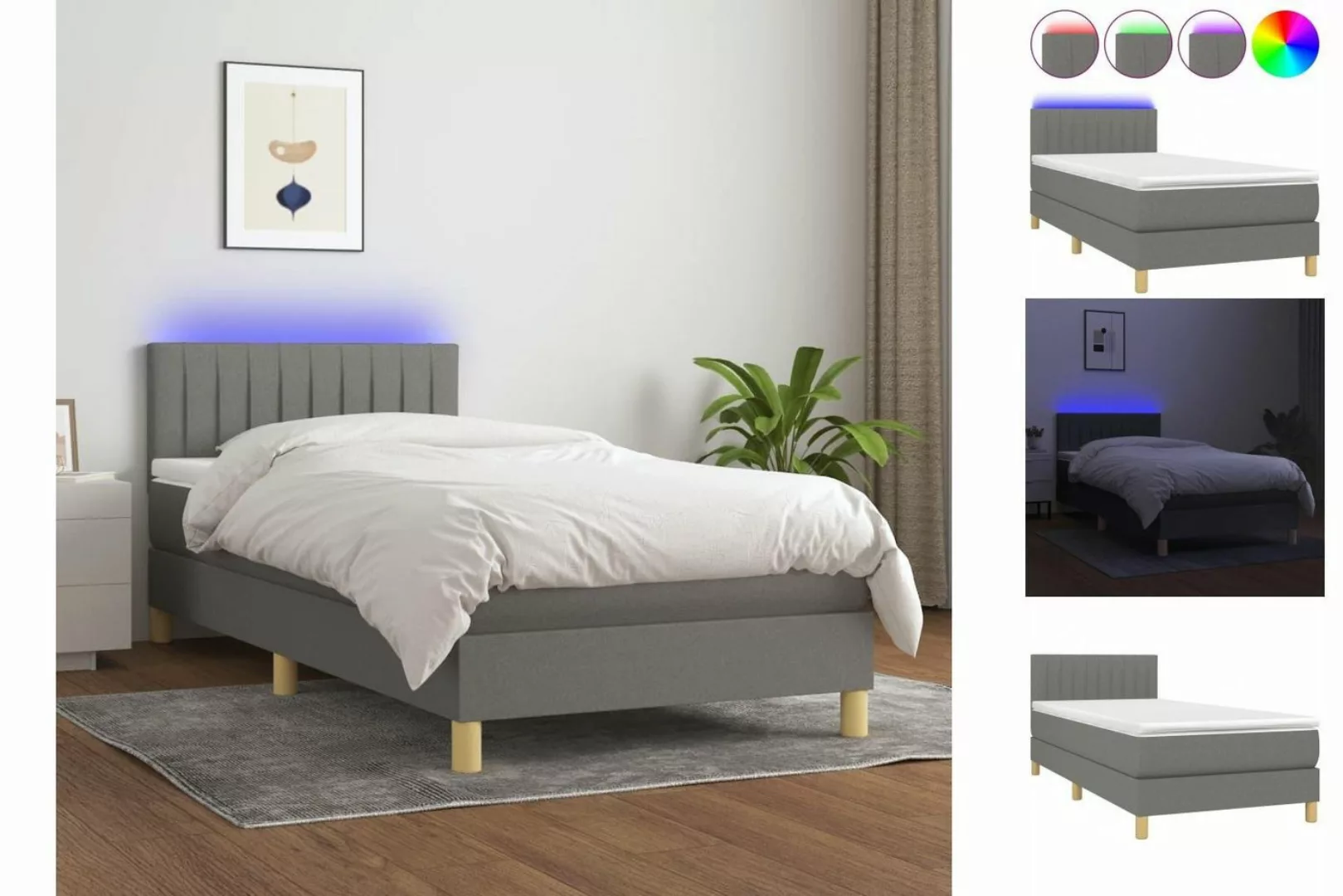 vidaXL Boxspringbett Bett Boxspringbett komplett mit Matratze & LED Stoff ( günstig online kaufen