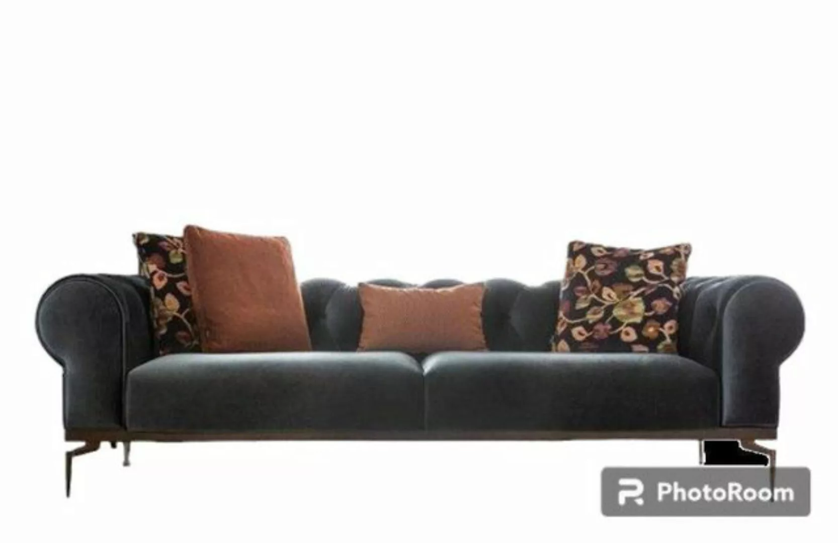 JVmoebel 3-Sitzer Chesterfield Dreisitzer Sofa 3 Sitzer Stoffsofa Sofas Bla günstig online kaufen