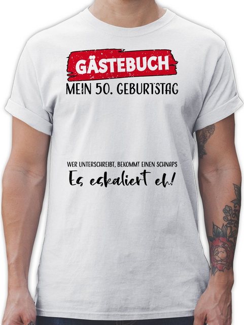 Shirtracer T-Shirt Gästebuch 50. Geburtstag 50. Geburtstag günstig online kaufen