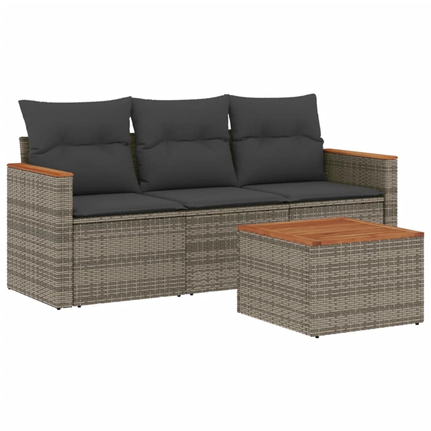 vidaXL 4-Tlg Garten-Sofagarnitur mit Kissen Grau Poly Rattan 3258168 günstig online kaufen