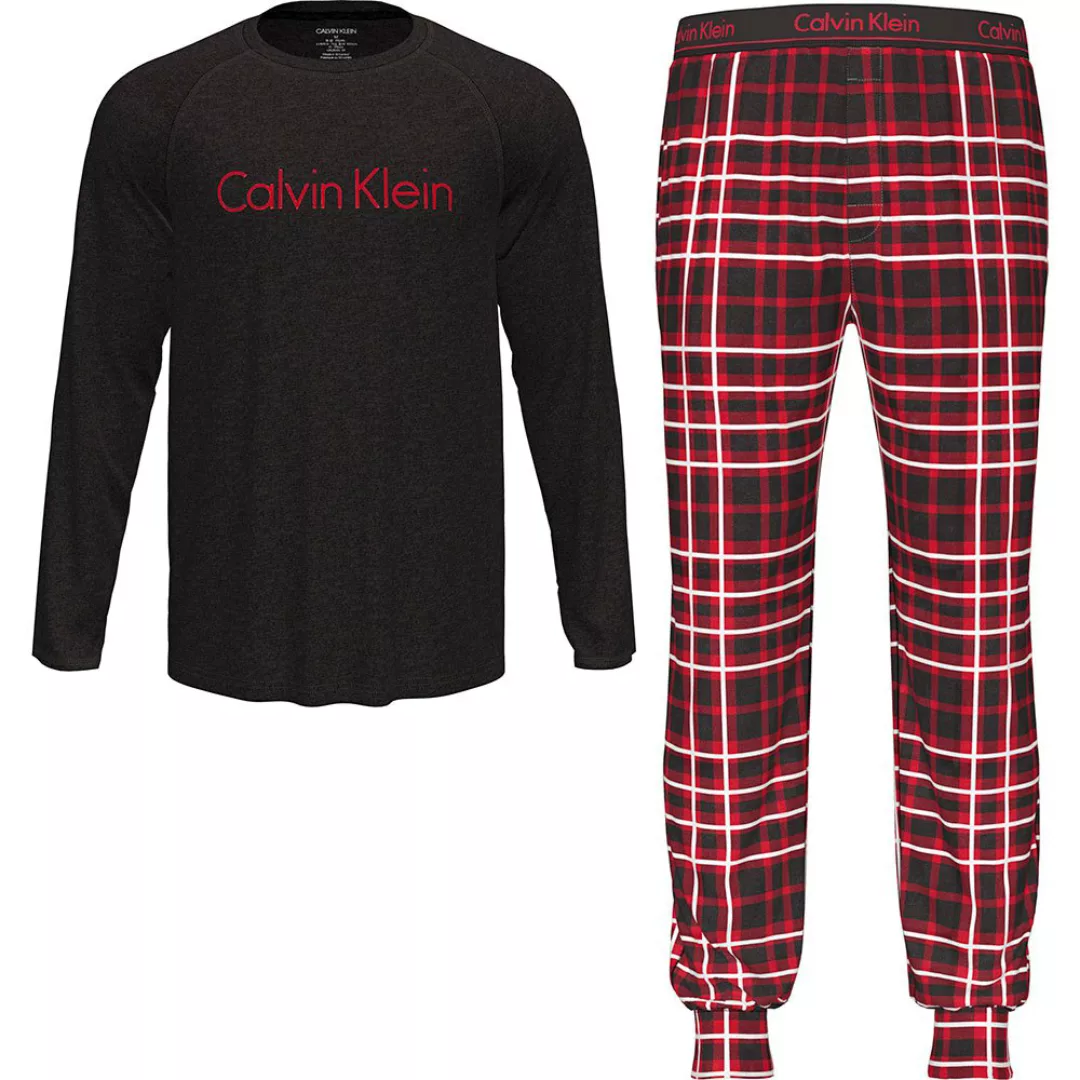 Calvin Klein Underwear Langarm-set Hosen Pyjama M Almost Blk Top / Jones Pl günstig online kaufen