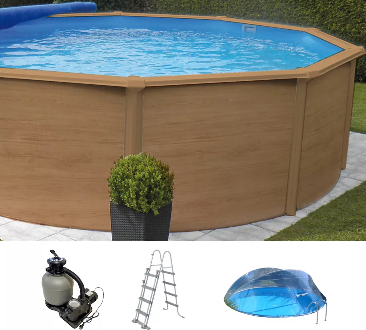 KWAD Rundpool "Timber Cabrio Dom", (Set, 5 tlg.), 5-tlg., ØxH: 460x130cm, s günstig online kaufen