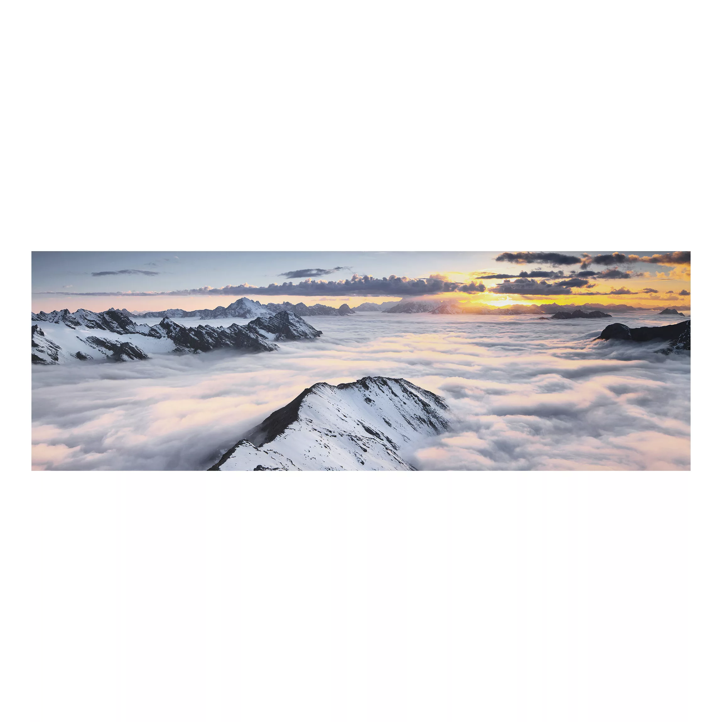 Alu-Dibond Bild Natur & Landschaft - Panorama Blick über Wolken und Berge günstig online kaufen