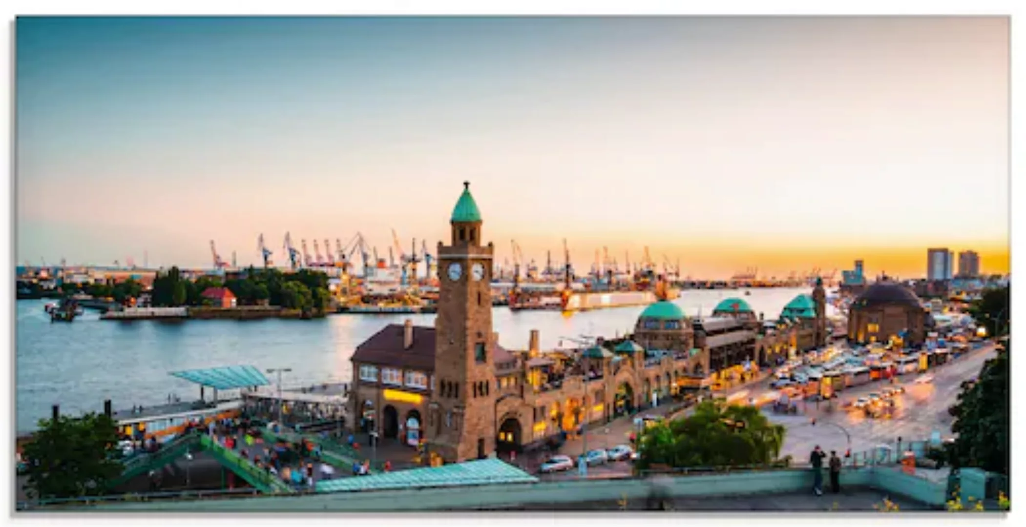 Artland Glasbild "Hamburg Hafen und Landungsbrücken", Deutschland, (1 St.), günstig online kaufen