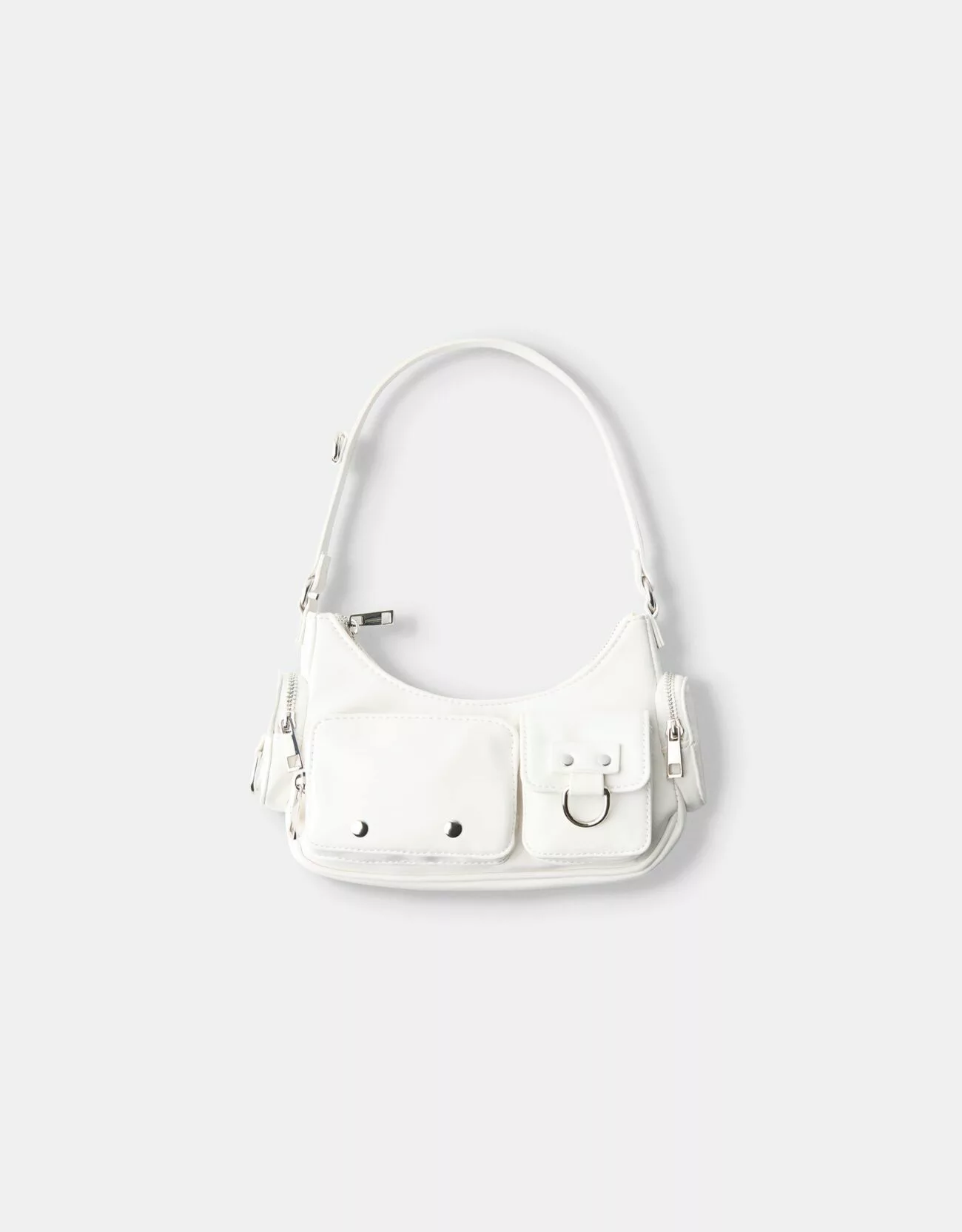 Bershka Multitaschen-Schultertasche Damen Weiss günstig online kaufen