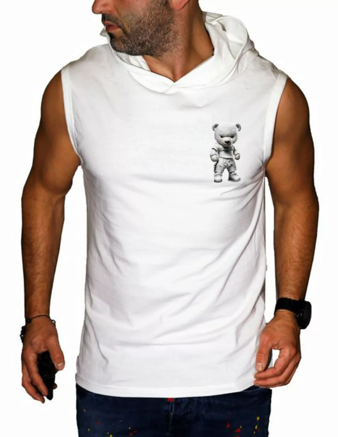 RMK Tanktop Herren Tanktop Muskelshirt Gym Ärmellos Shirt mit Teddybär Druc günstig online kaufen