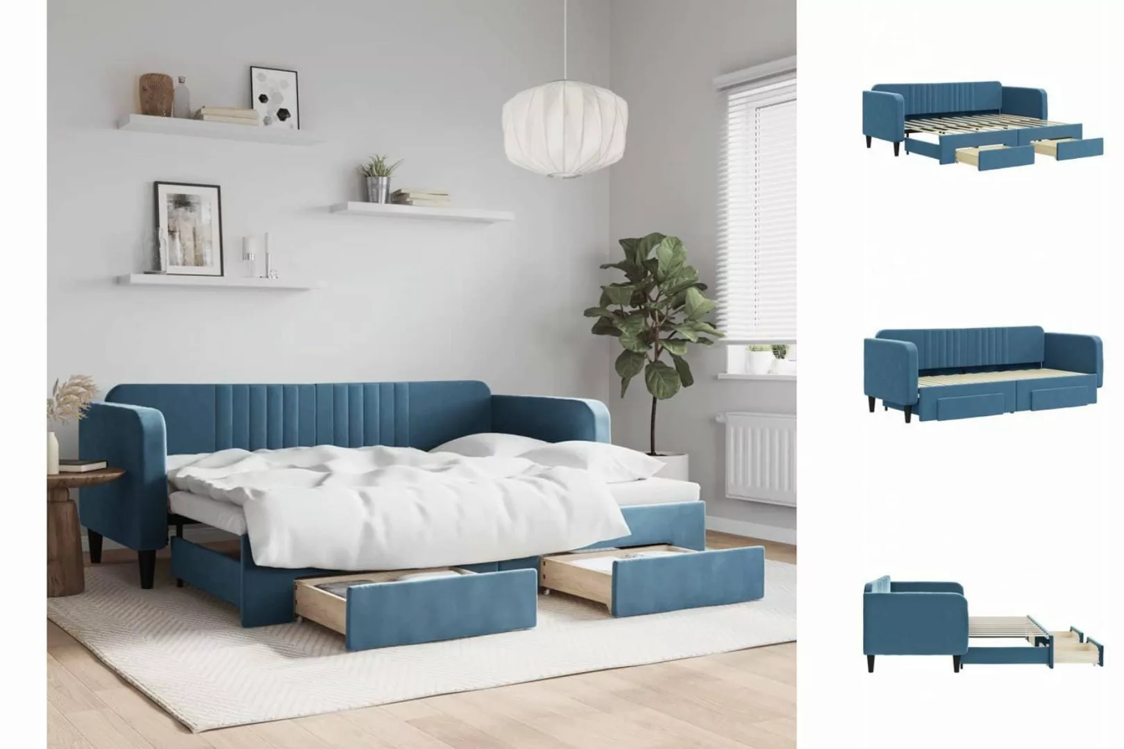 vidaXL Gästebett Gästebett Tagesbett Ausziehbar mit Schubladen Blau 80x200 günstig online kaufen