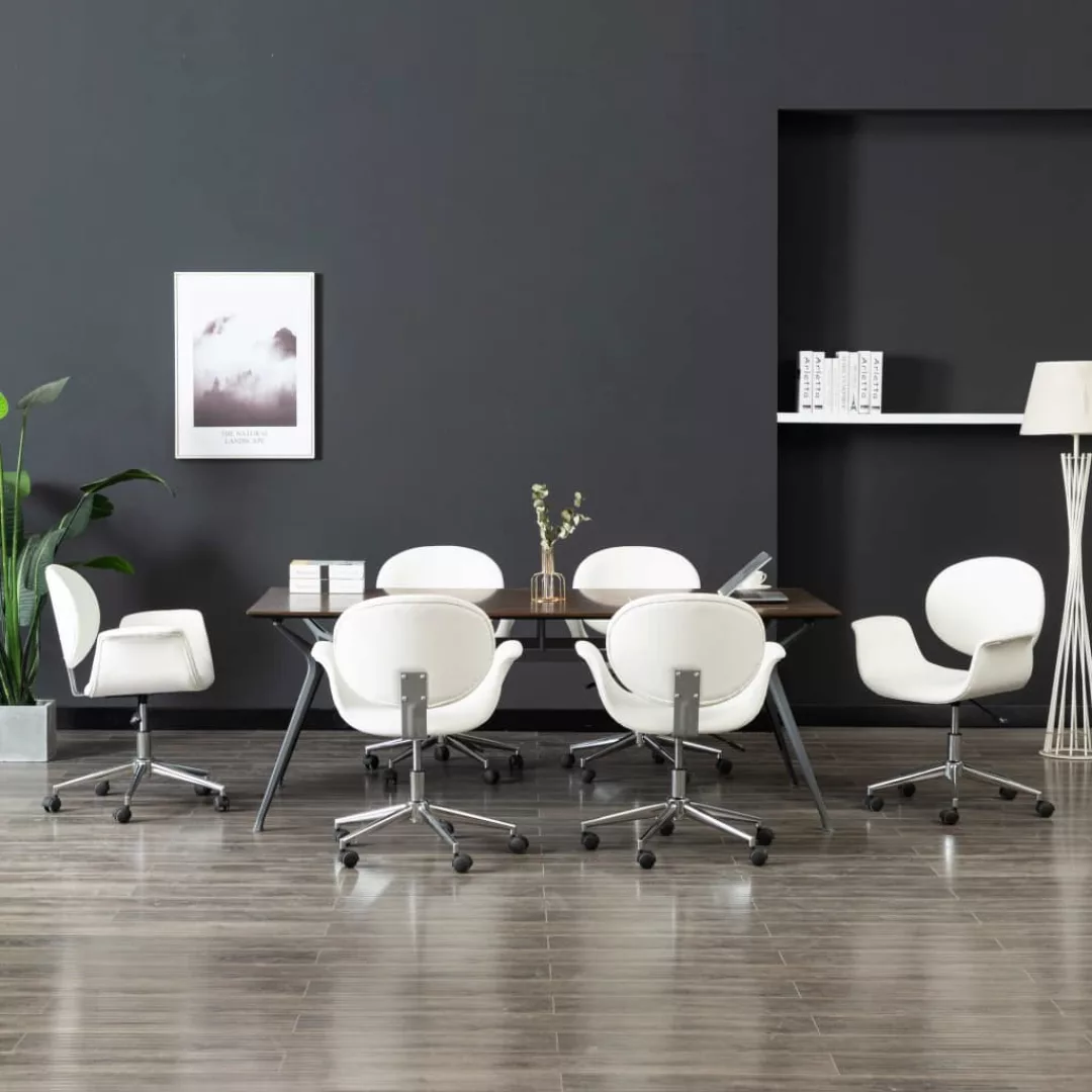 Drehbare Esszimmerstühle 6 Stk. Weiß Kunstleder günstig online kaufen