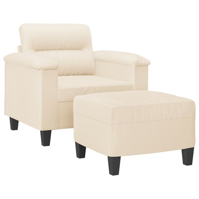 vidaXL Sofa Sessel mit Hocker Beige 60 cm Mikrofasergewebe günstig online kaufen