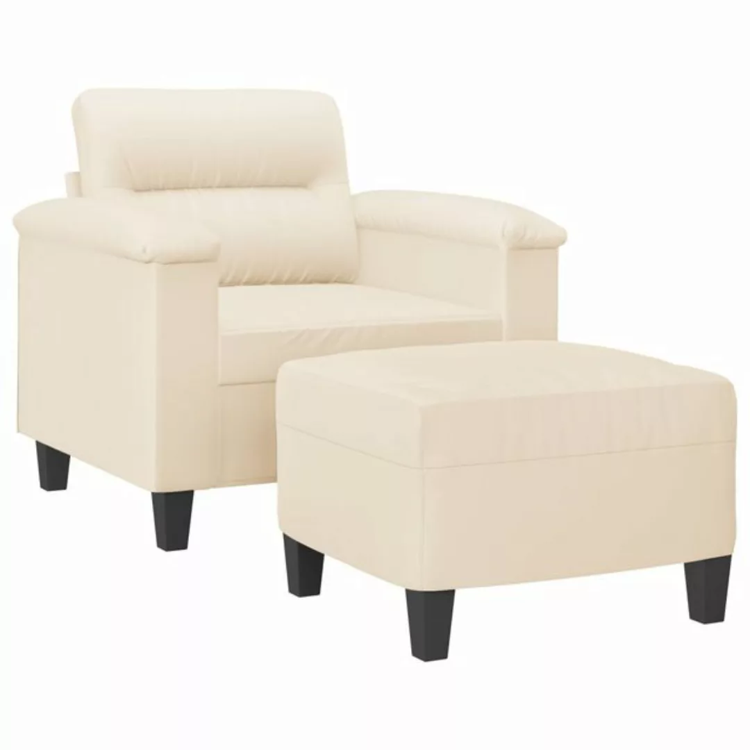 vidaXL Sofa Sessel mit Hocker Beige 60 cm Mikrofasergewebe günstig online kaufen